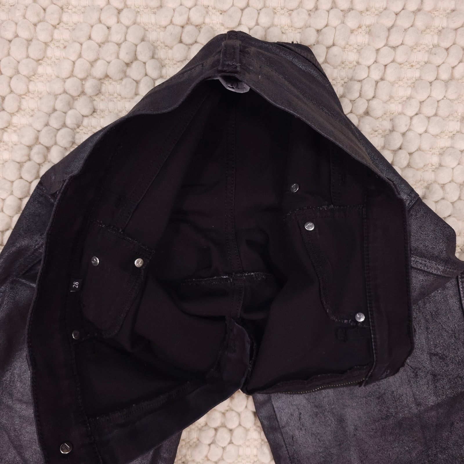 7 For All Mankind 7 For All Mankind High Waist Straight Jeans Coated Pewter 28 Size 28" / US 6 / IT 42 - 4 Thumbnail