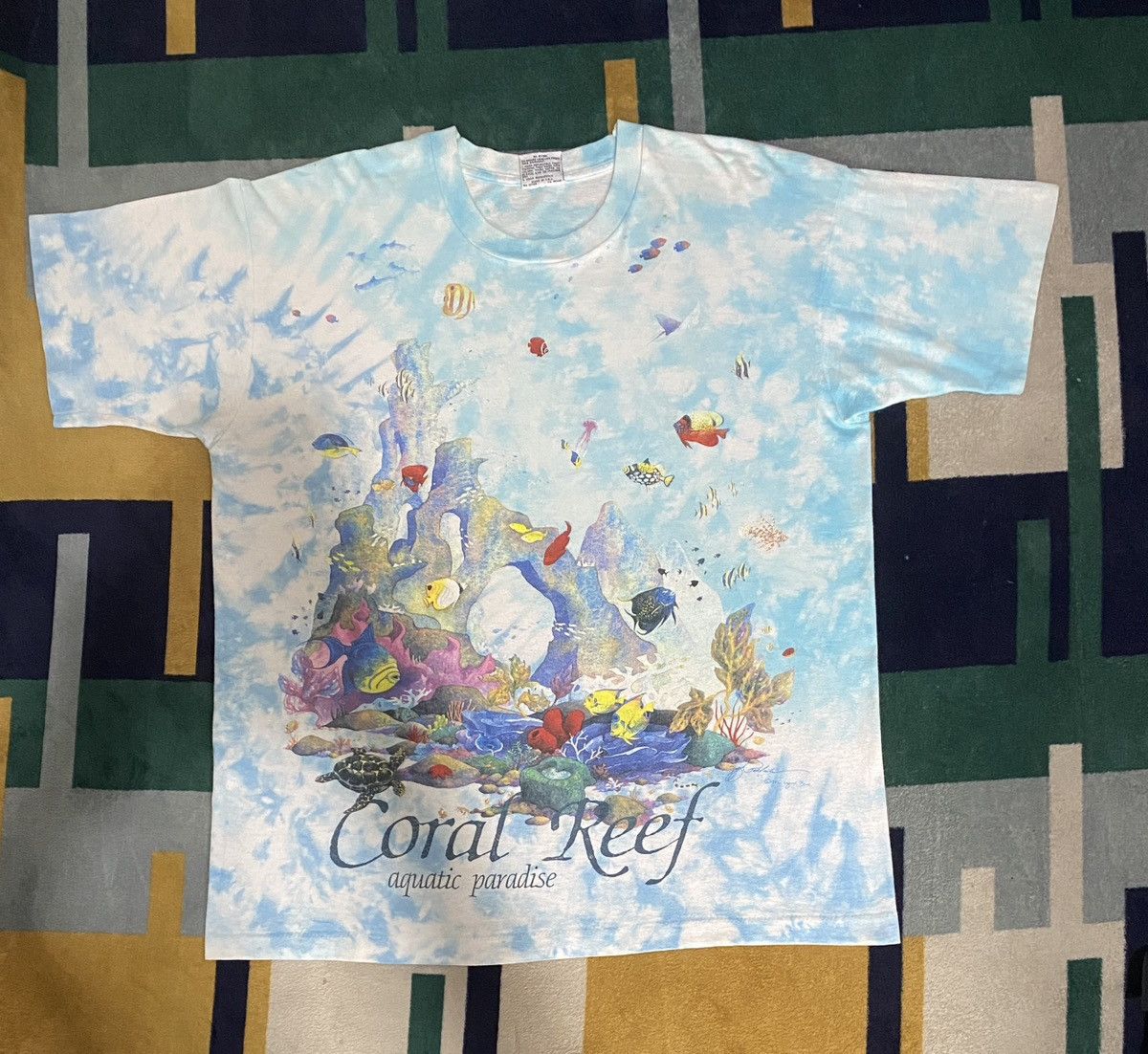 Vintage 1992 Liquid Blue Coral Reef Aquatic Paradise Size US XL / EU 56 / 4 - 1 Thumbnail