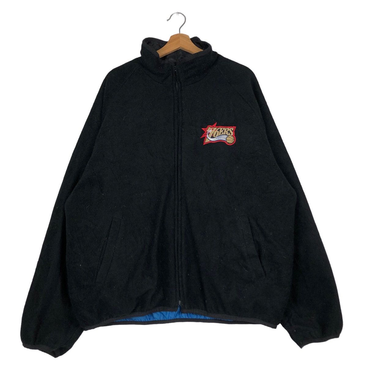 NBA 🔥Vintage Nylon Bomber Jacket NBA 76Ers Big Logo Size US XL / EU 56 / 4 - 16 Thumbnail