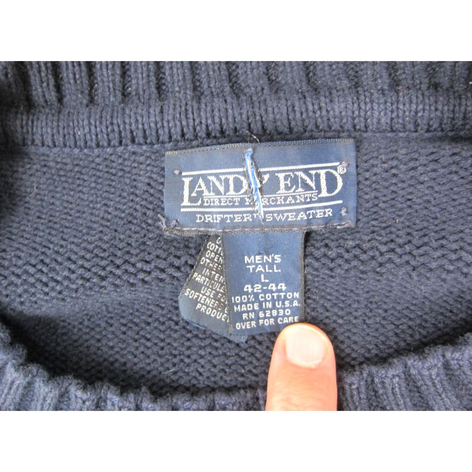 Lands' End Lands End Sweater Mens LT Blue Drifter Knit Cotton Made in USA 90s Size US L / EU 52-54 / 3 - 3 Thumbnail