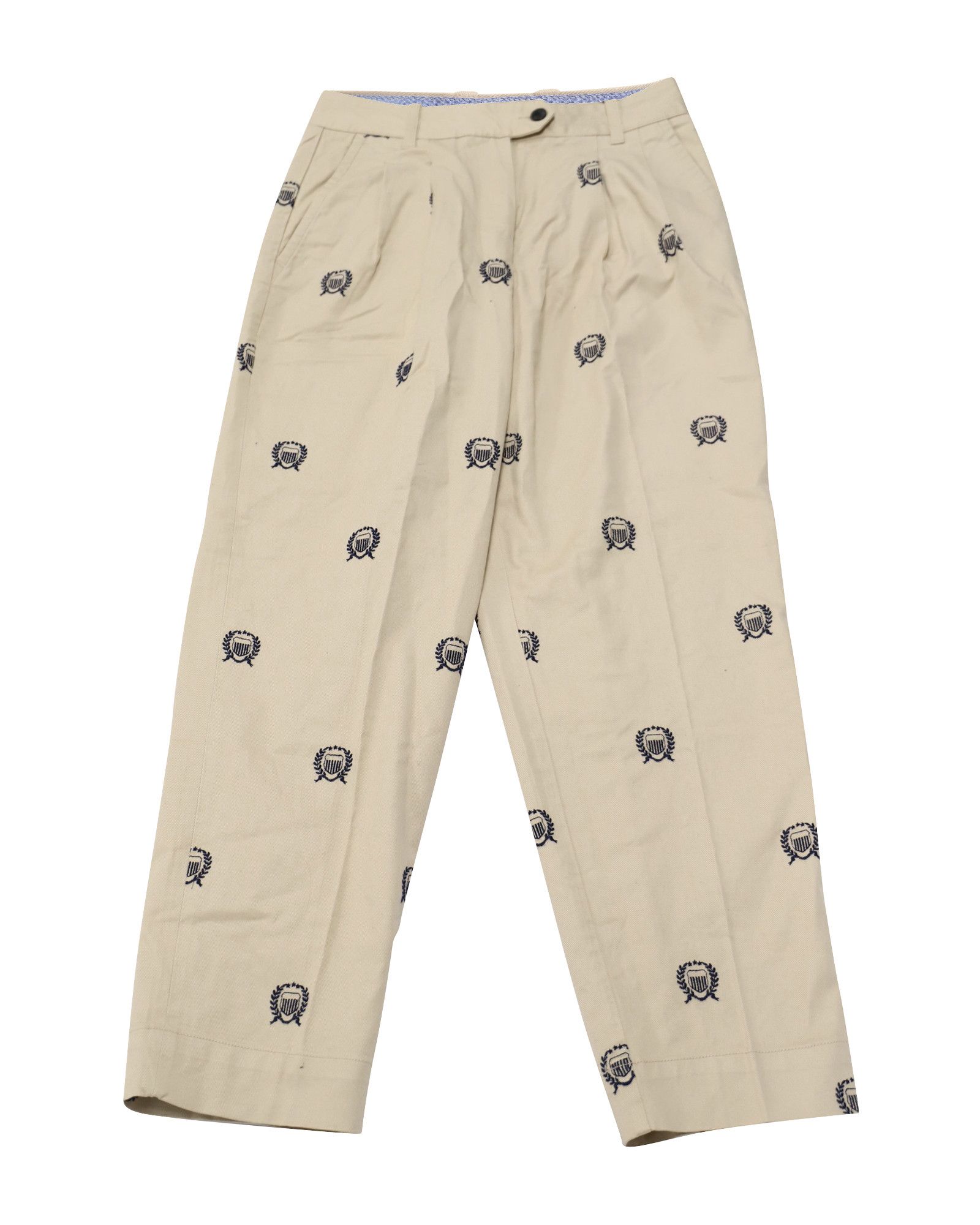 Gant Gant High-Waisted Crest Embroidery Pleated Chinos in Beige P Size 24" / US 00 / IT 34 - 1 Thumbnail
