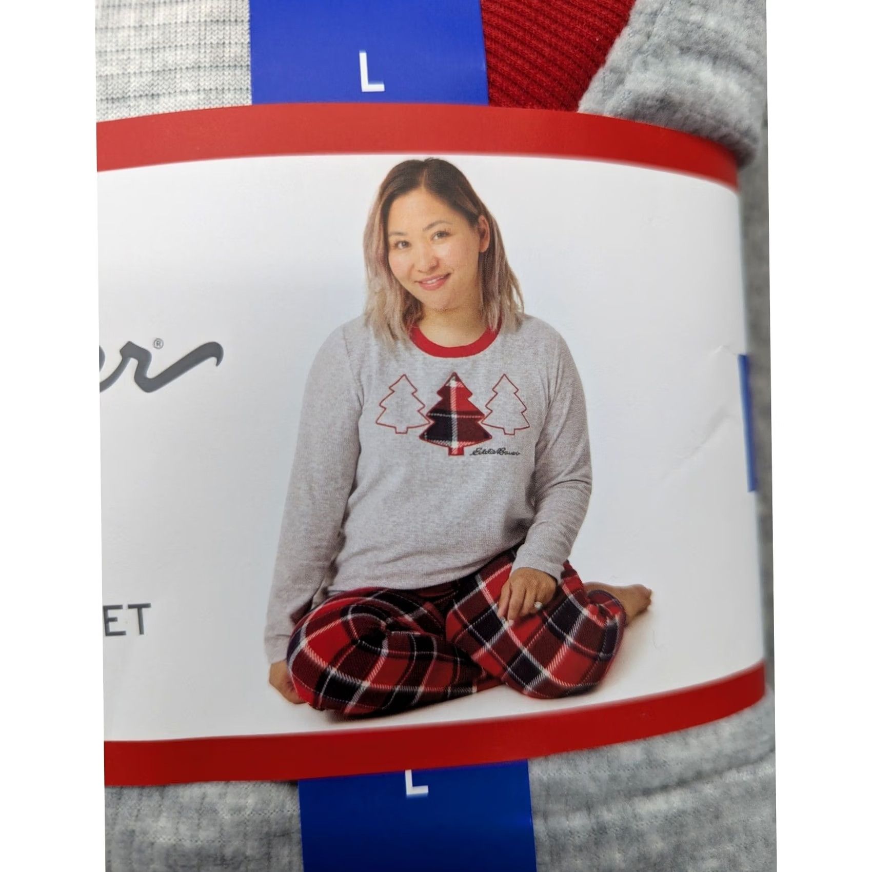 Eddie Bauer Eddie Bauer Womens Pajama Set Grey Red Plaid Christmas Tree Large NEW Two-Piece Knit Sleepwear Set Mens? Size ONE SIZE - 2 Thumbnail