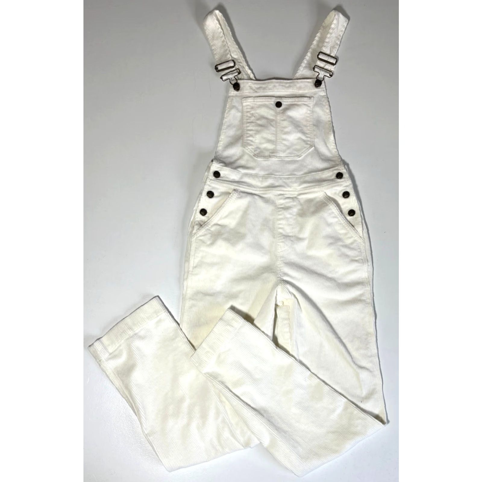 Faherty Faherty Women's Walker Corduroy Overalls Pants Ivory S 90s Organic Cotton Blend Corduroy One-Piece Casual Mens Womens Girls Boys Size 28" / US 6 / IT 42 - 5 Thumbnail