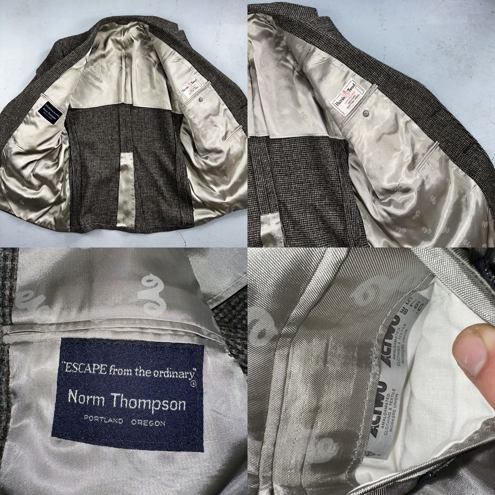 Jim Thompson VINTAGE Norm Thompson Jacket Blazer 42 Brown Tweed 80s Harris Herringbone Wool Secretary/Geek Mens Size 42R - 9 Thumbnail