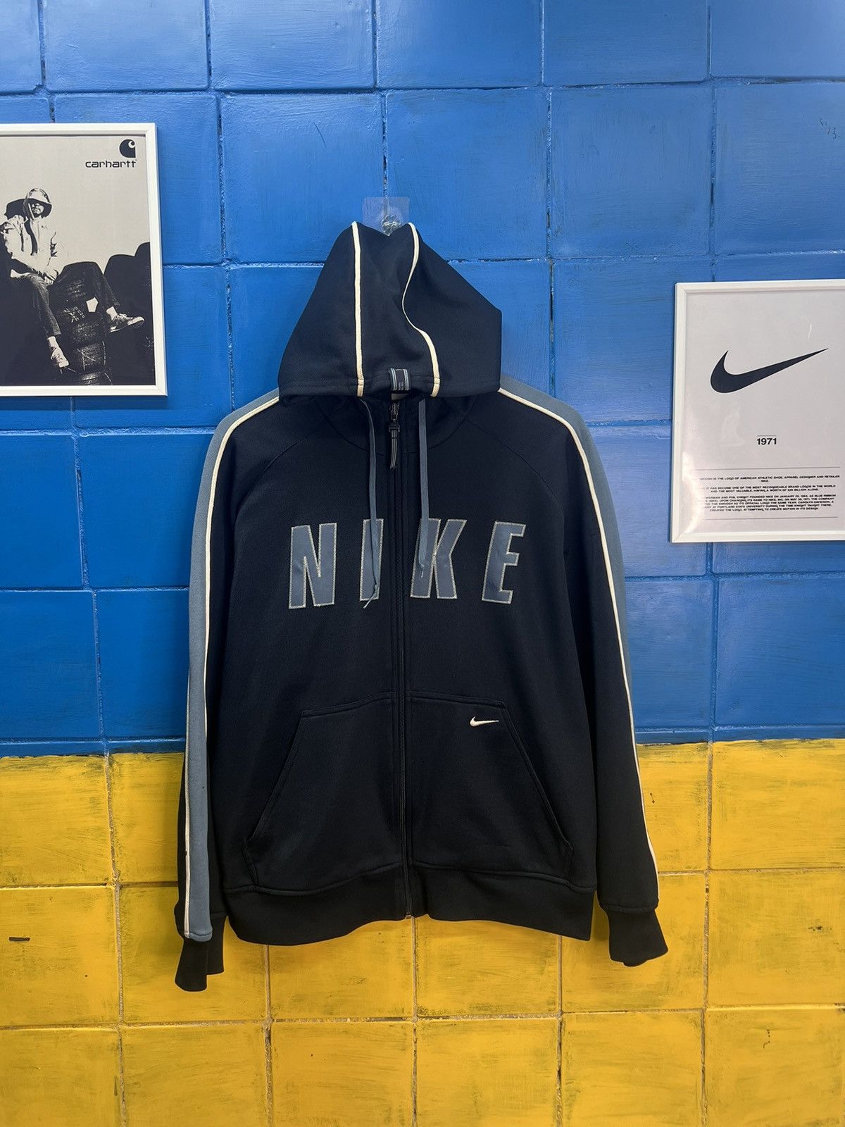 Nike × Vintage Nike Vintage Zip Hoodie Big Logo Swoosh Size US M / EU 48-50 / 2 - 1 Thumbnail