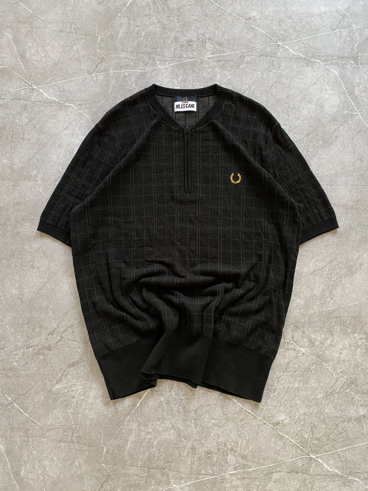 Fred Perry × Vintage Fred Perry x Miles Kane Black 1/4 Quarter Zip Polo Shirt Size US XL / EU 56 / 4 - 2 Thumbnail