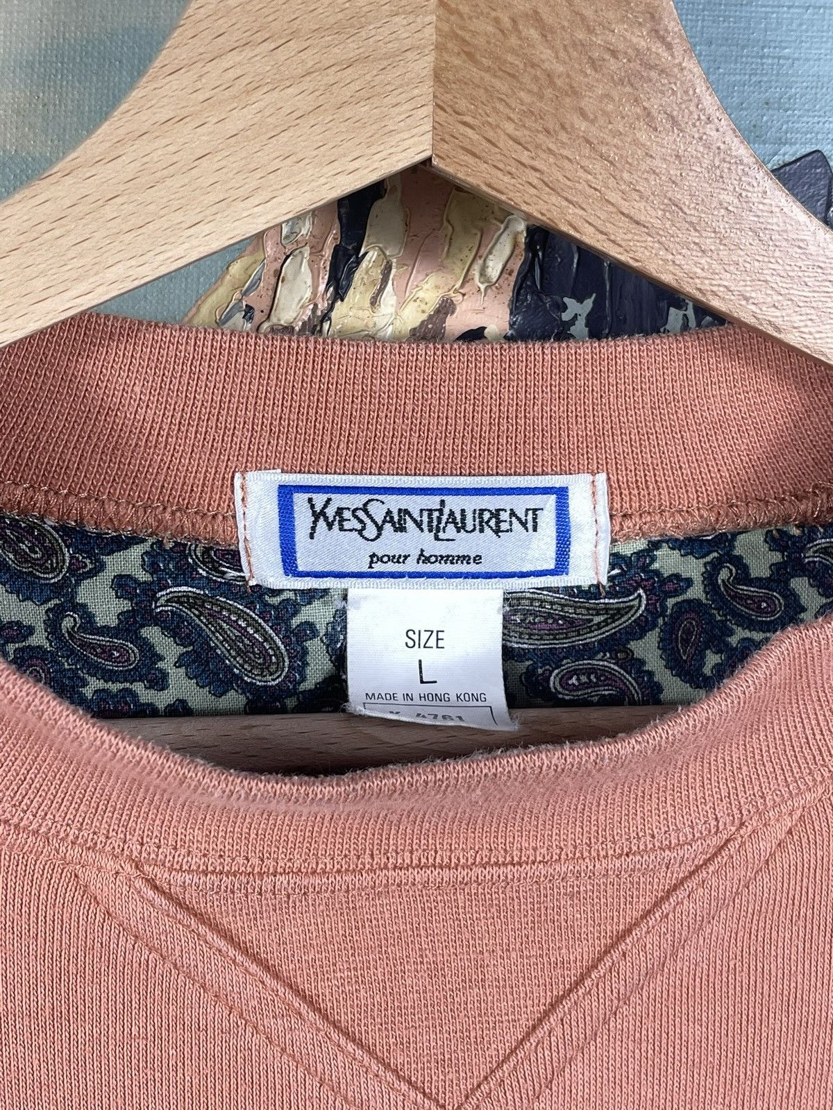 Vintage × Yves Saint Laurent Orange 90s Retro YSL Crewneck Sweater Jumper Knitwear Size US L / EU 52-54 / 3 - 6 Thumbnail