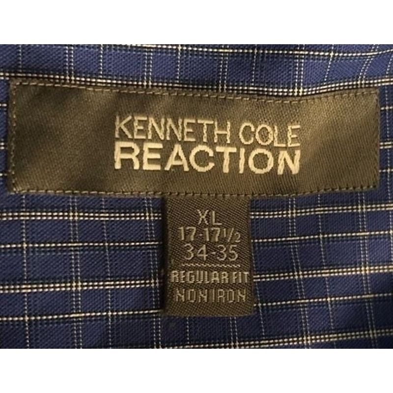 Kenneth Cole Kenneth Cole Reaction Blue Check Non-Iron Dress Shirt XL Size US XL / EU 56 / 4 - 2 Thumbnail
