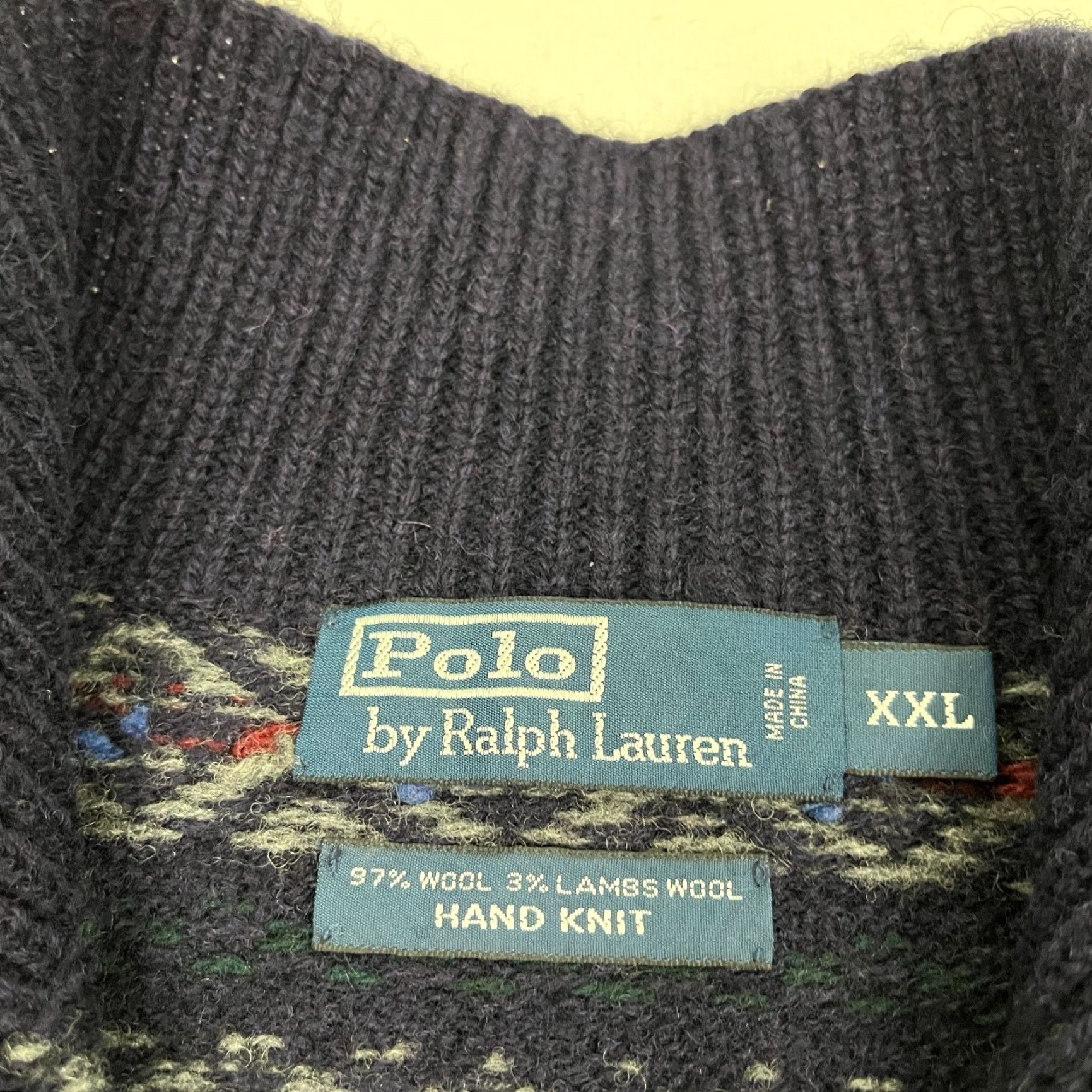 Polo Ralph Lauren VTG Polo Ralph Lauren Hand Knit Mens Sweater 2XL Lambs Wool Aztec Quarter Zip Mock Neck Long Sleeve Geometric Multicolor Pullover Size US XXL / EU 58 / 5 - 2 Thumbnail