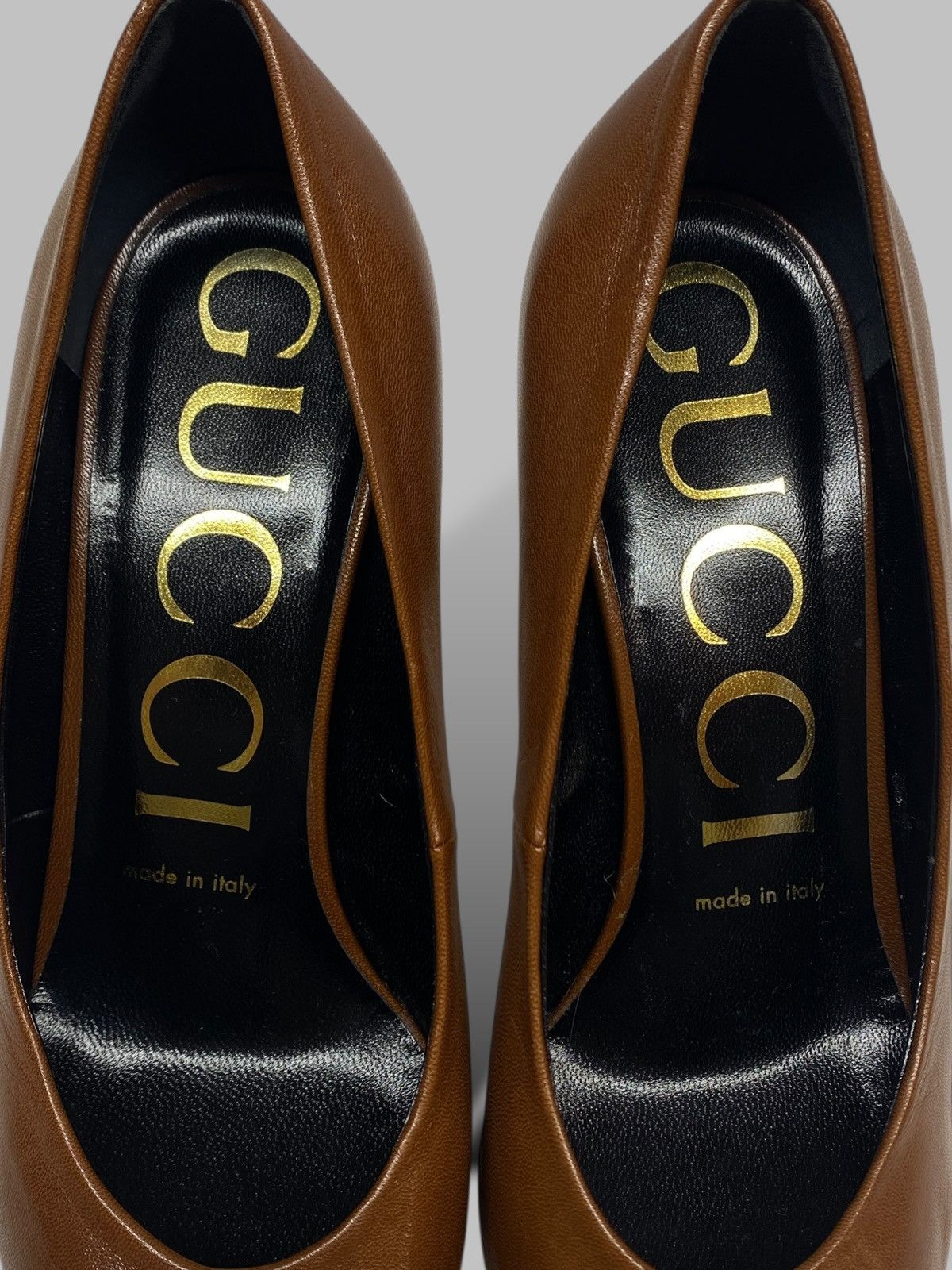 Gucci Gucci Brown Leather Blanca Pointed Toe Pump Heels RRP 700$ Size US 7 / IT 37 - 11 Thumbnail