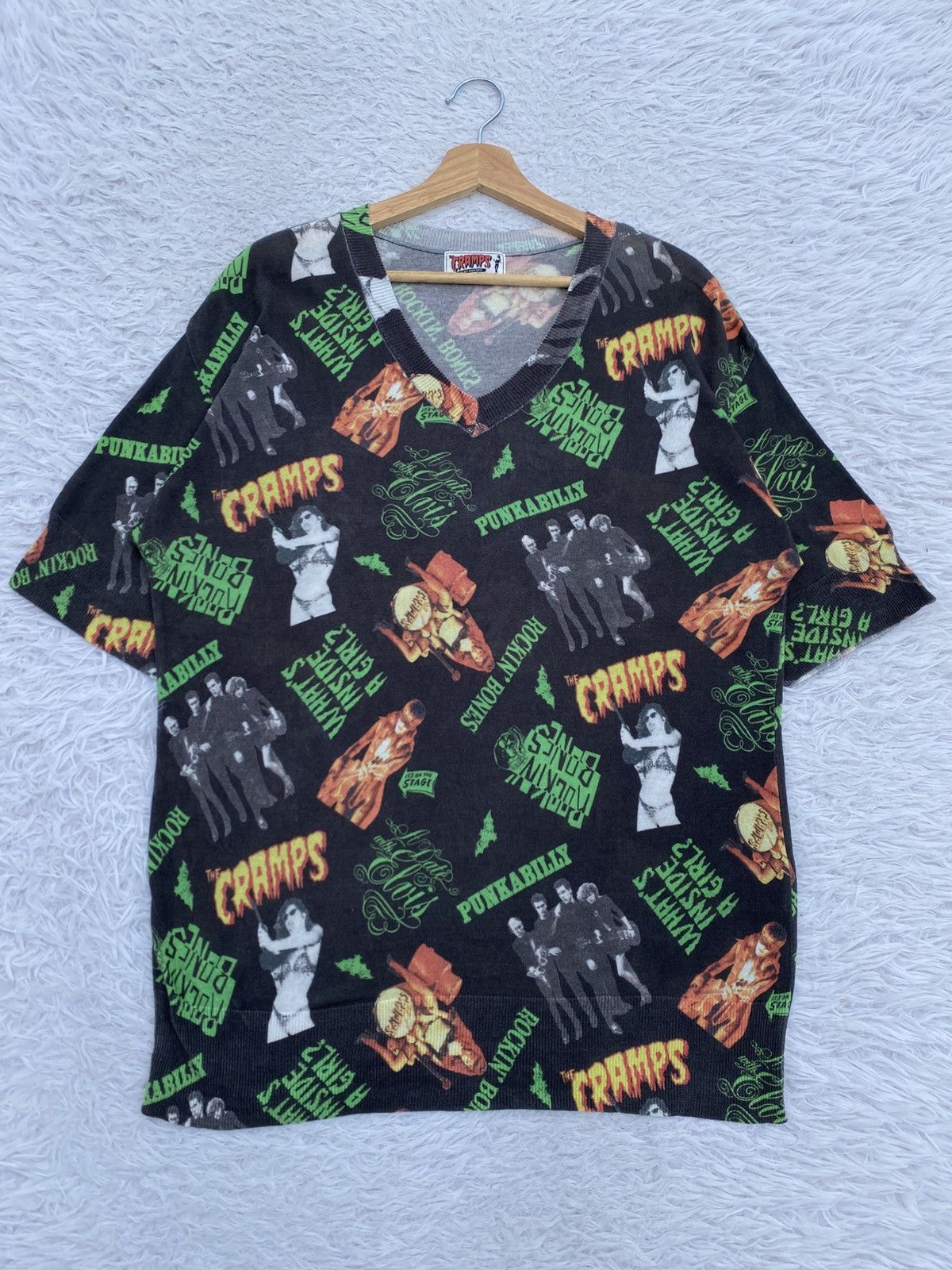 Rare Hysteric Glamour x The Cramps Punk Band V-neck Tee