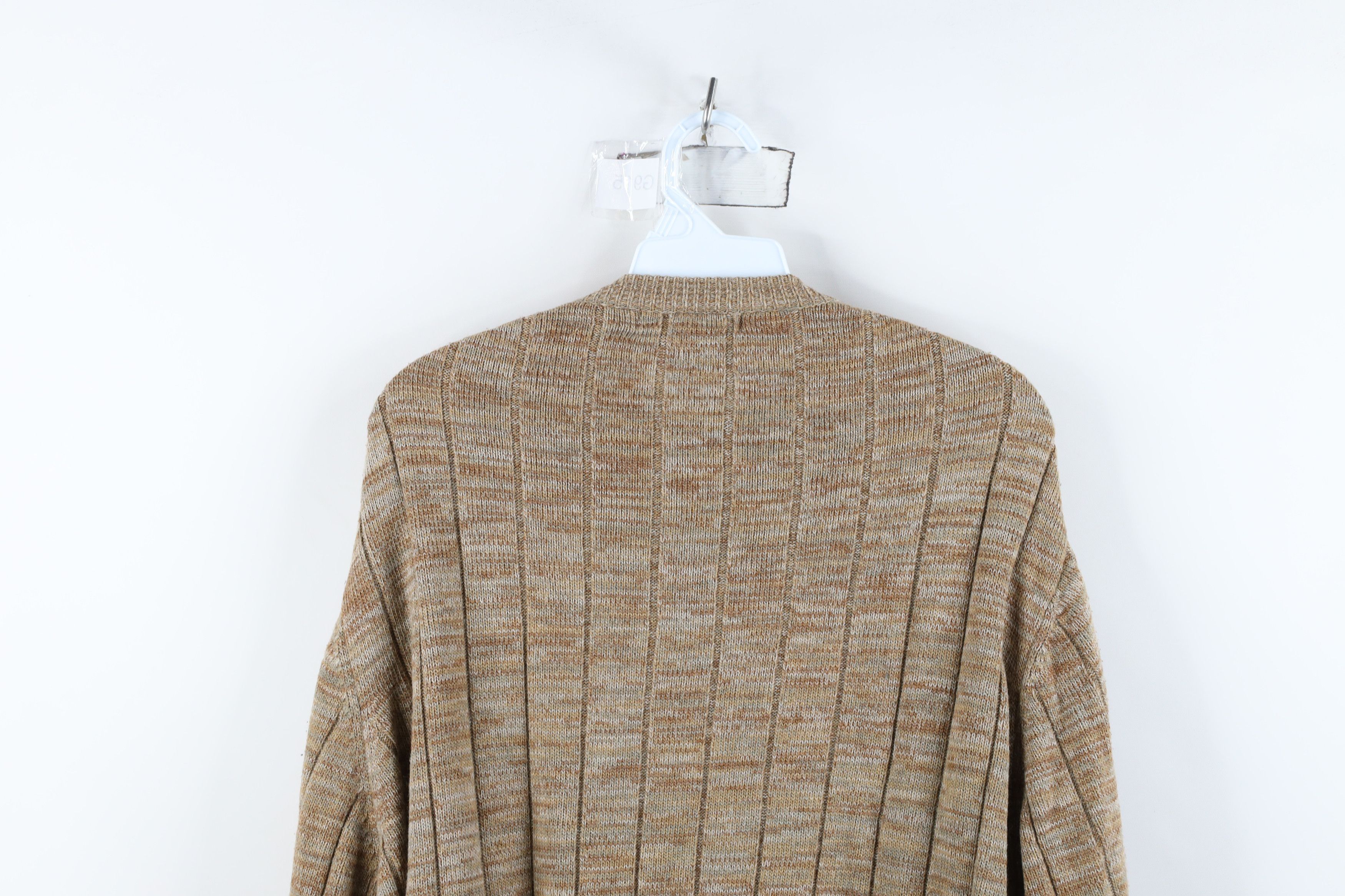 Vintage Vintage 90s Streetwear Fleck Cable Knit Ribbed Sweater Beige Size US XL / EU 56 / 4 - 9 Thumbnail