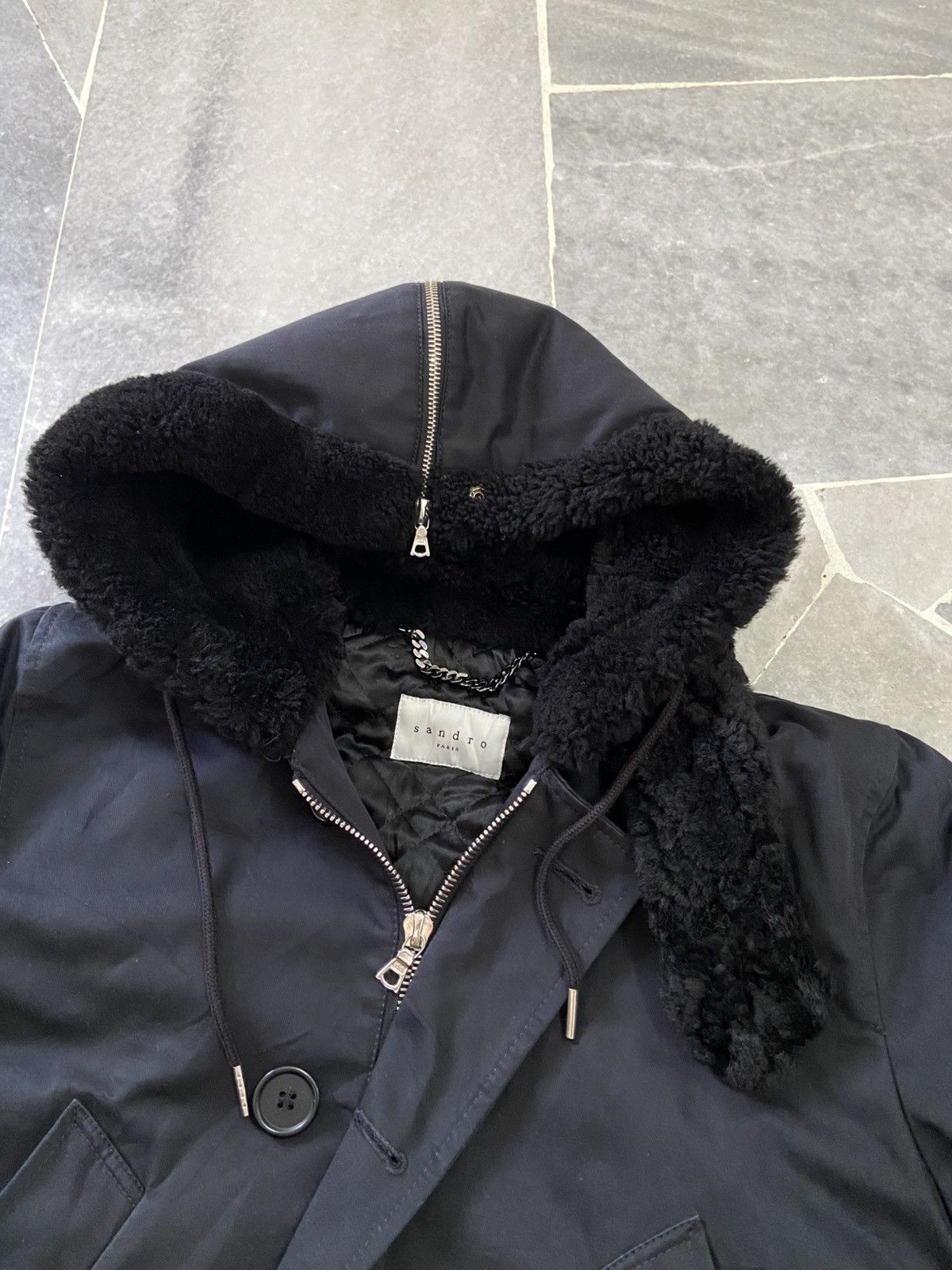Sandro Sandro Shearling Hood Aviator Jacket Size US S / EU 44-46 / 1 - 7 Thumbnail