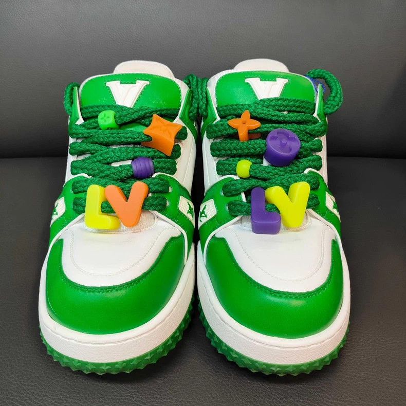 Louis Vuitton LV White Green Lowtop Sneakers - dmc Size US 7 / EU 40 - 1 Thumbnail