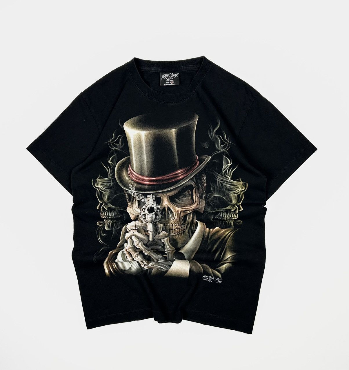 Vintage Vintage Rock Chang tee Skull Gun T-shirt y2k Size US M / EU 48-50 / 2 - 1 Thumbnail