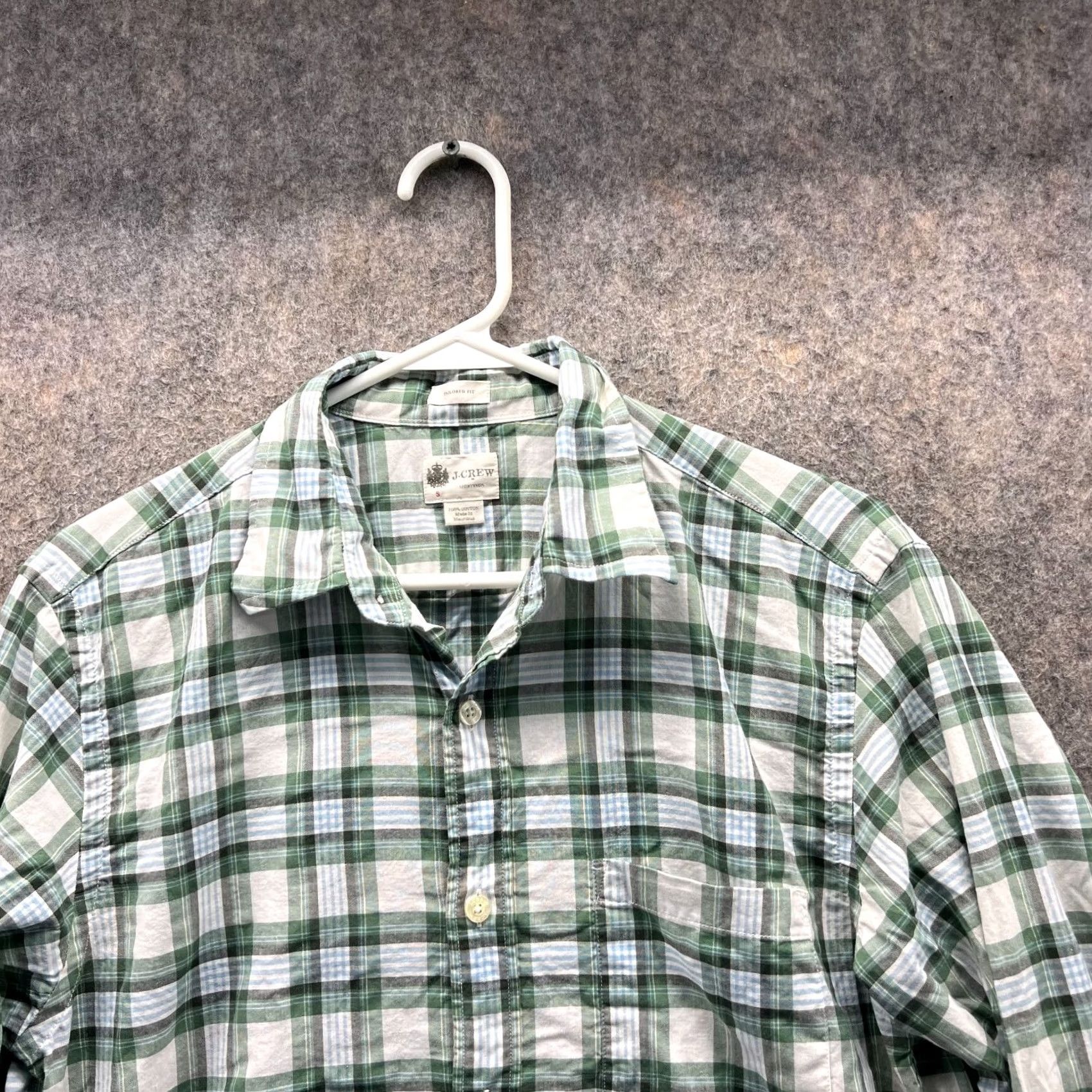 J.Crew VINTAGE J.CREW Shirt Men S Green White Plaid Button-Down Casual Dress Tailored 40 in Chest Regular Long Sleeve Mens Size US S / EU 44-46 / 1 - 6 Thumbnail