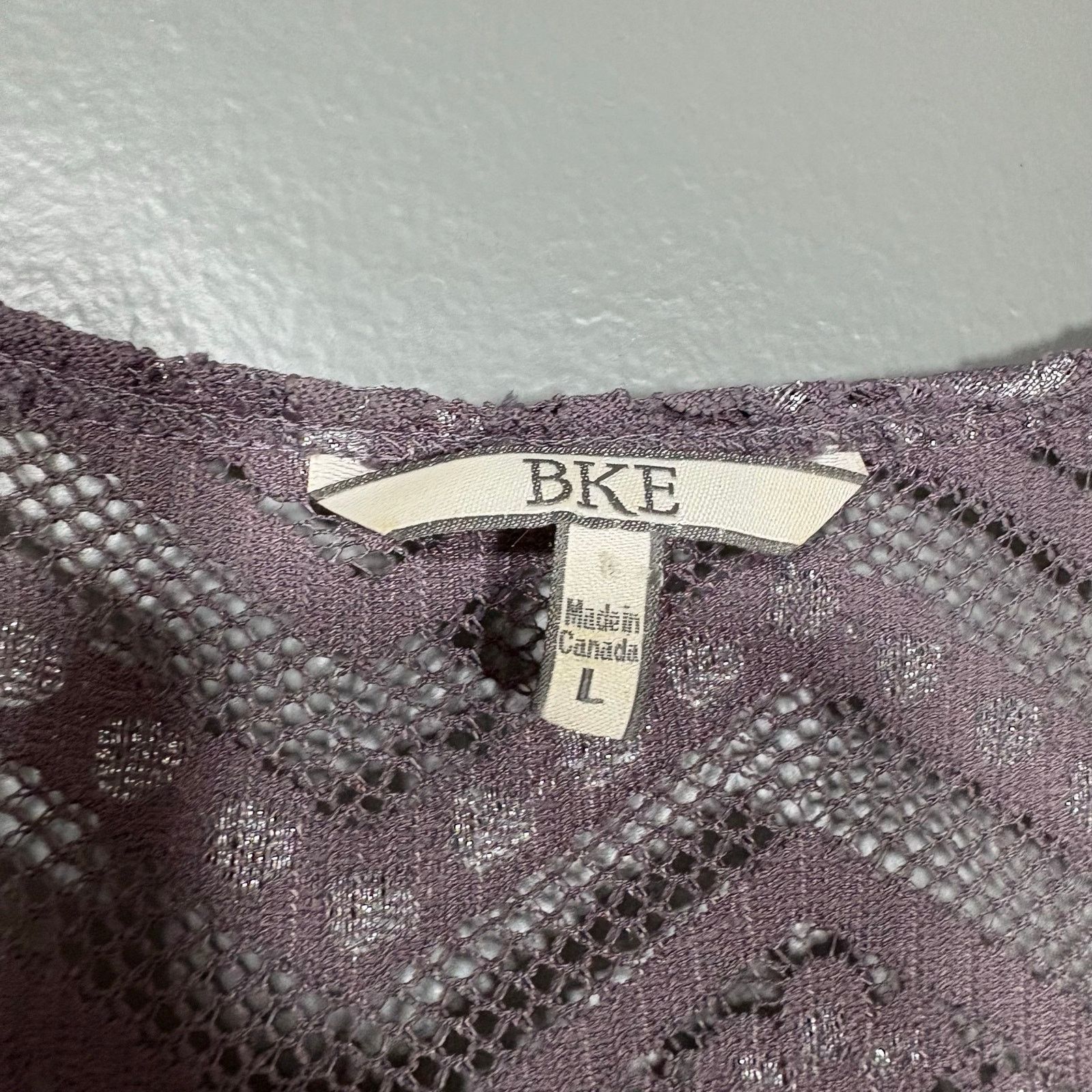 BKE BKE Women's Y2K Gray & Silver Lace & Metallic Tank Top Size L / US 10 / IT 46 - 5 Thumbnail