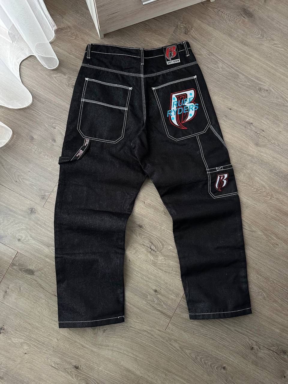Japanese Brand × Vintage Vintage Japanese Ruff Ryders Baggy Black Pants Size US 34 / EU 50 - 2 Thumbnail