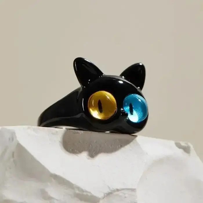 Handmade Sweet Two Color Cat Eyes Ring Size ONE SIZE - 1 Thumbnail