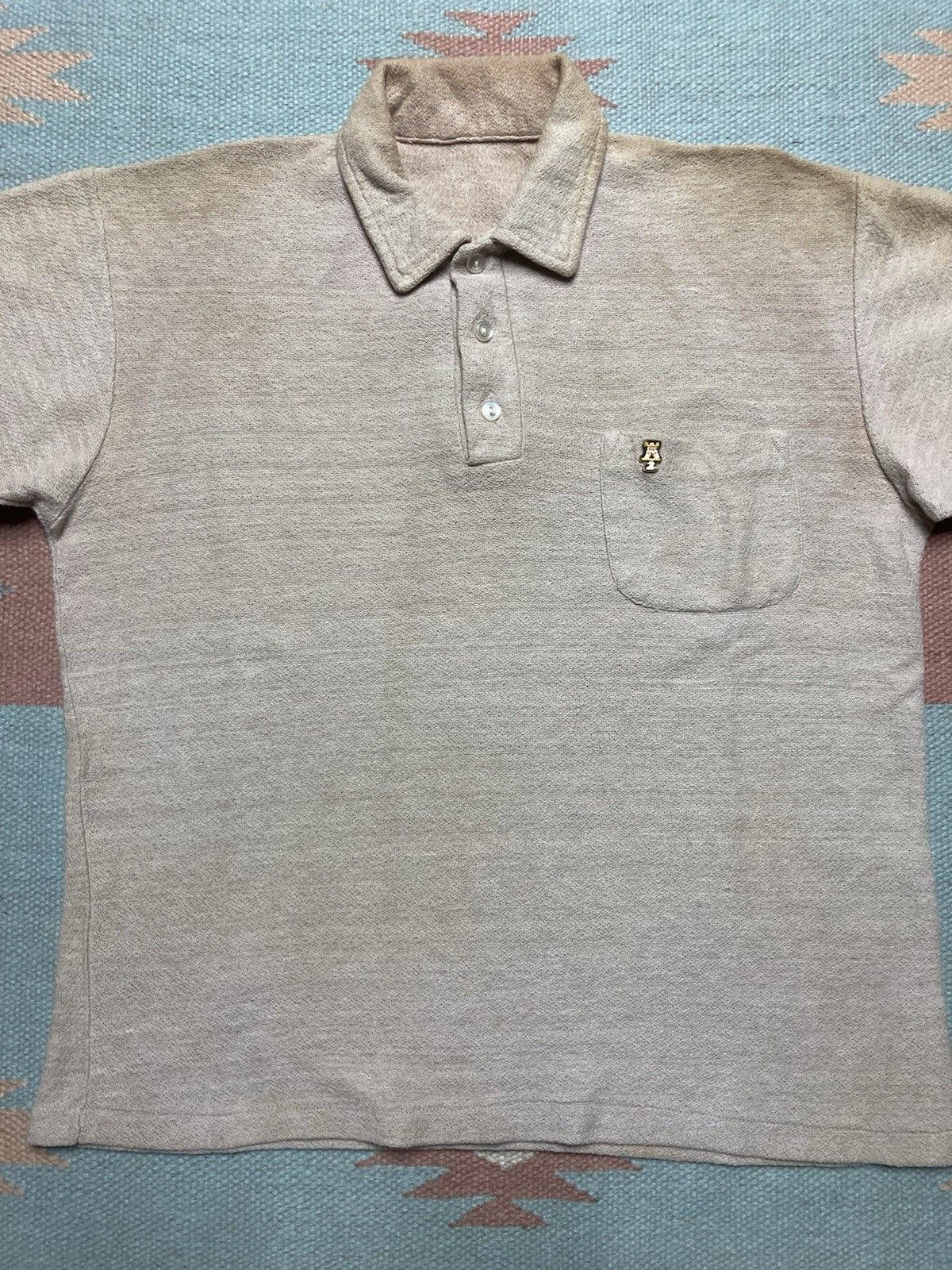 Vintage Vintage 70s polo shirt jacquard knit stain soft boxy medium Size US M / EU 48-50 / 2 - 2 Thumbnail
