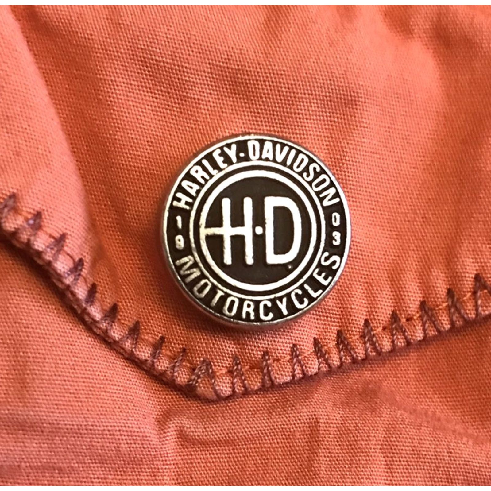 Harley Davidson Harley-Davidson Women's Shirt Orange Snap S/S Collared Pocket Basic 784 Size M Size M / US 6-8 / IT 42-44 - 4 Thumbnail