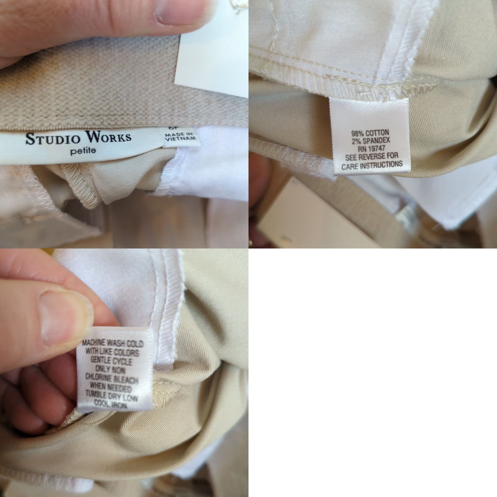 Vintage Studio Works Women's Capri Pants Beige 6 Petite NWT Capri Pants Straight Leg 18.5" Inseam Size 28" / US 6 / IT 42 - 8 Thumbnail