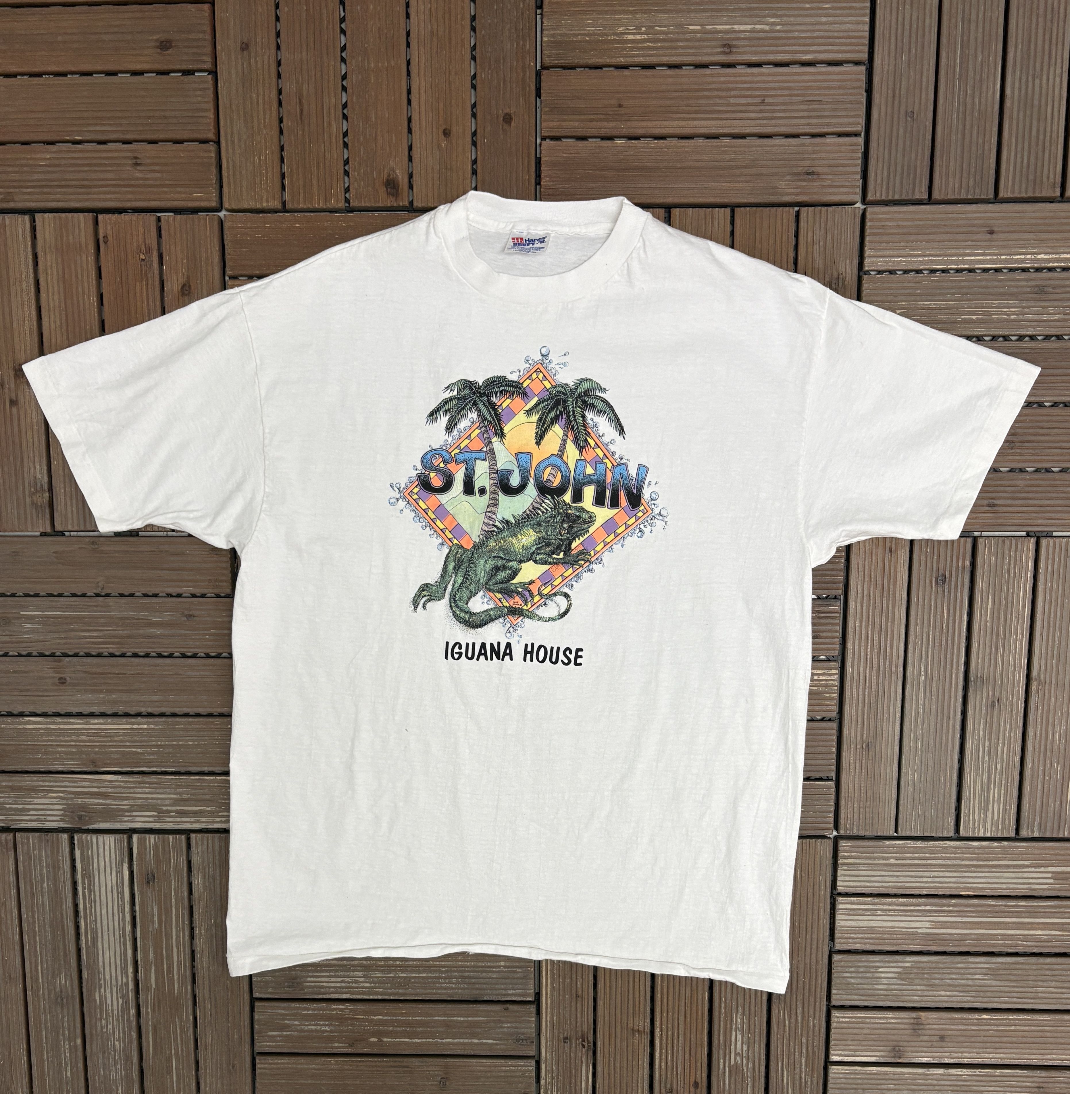Vintage St. John Iguana House Vintage White T-Shirt Tee Size US XL / EU 56 / 4 - 1 Thumbnail