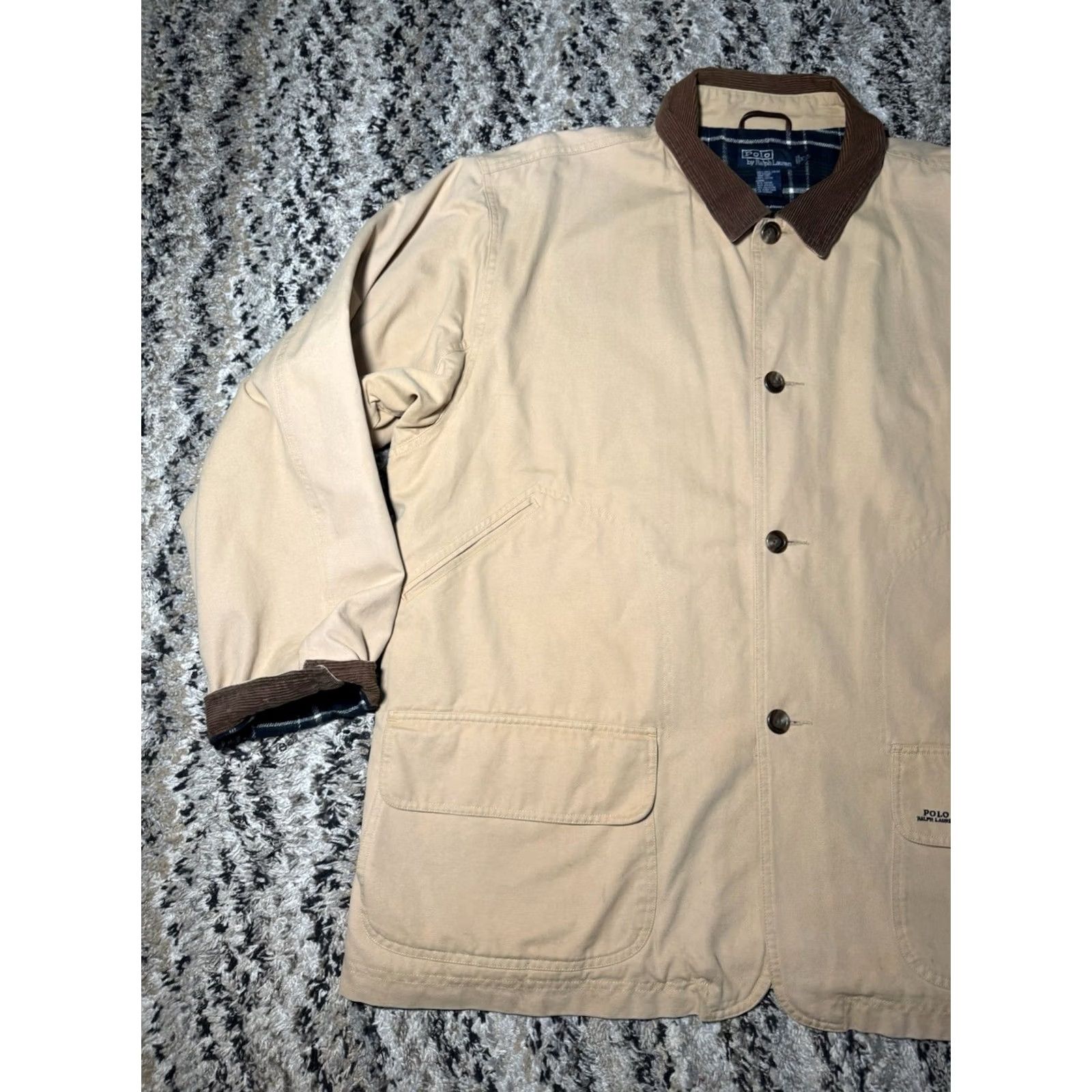 Polo Ralph Lauren VINTAGE POLO RALPH LAUREN Jacket Coat BARN FLANNEL LINED FIELD HUNTING OUTDOOR Beige 2XL Mens Size US XXL / EU 58 / 5 - 3 Thumbnail