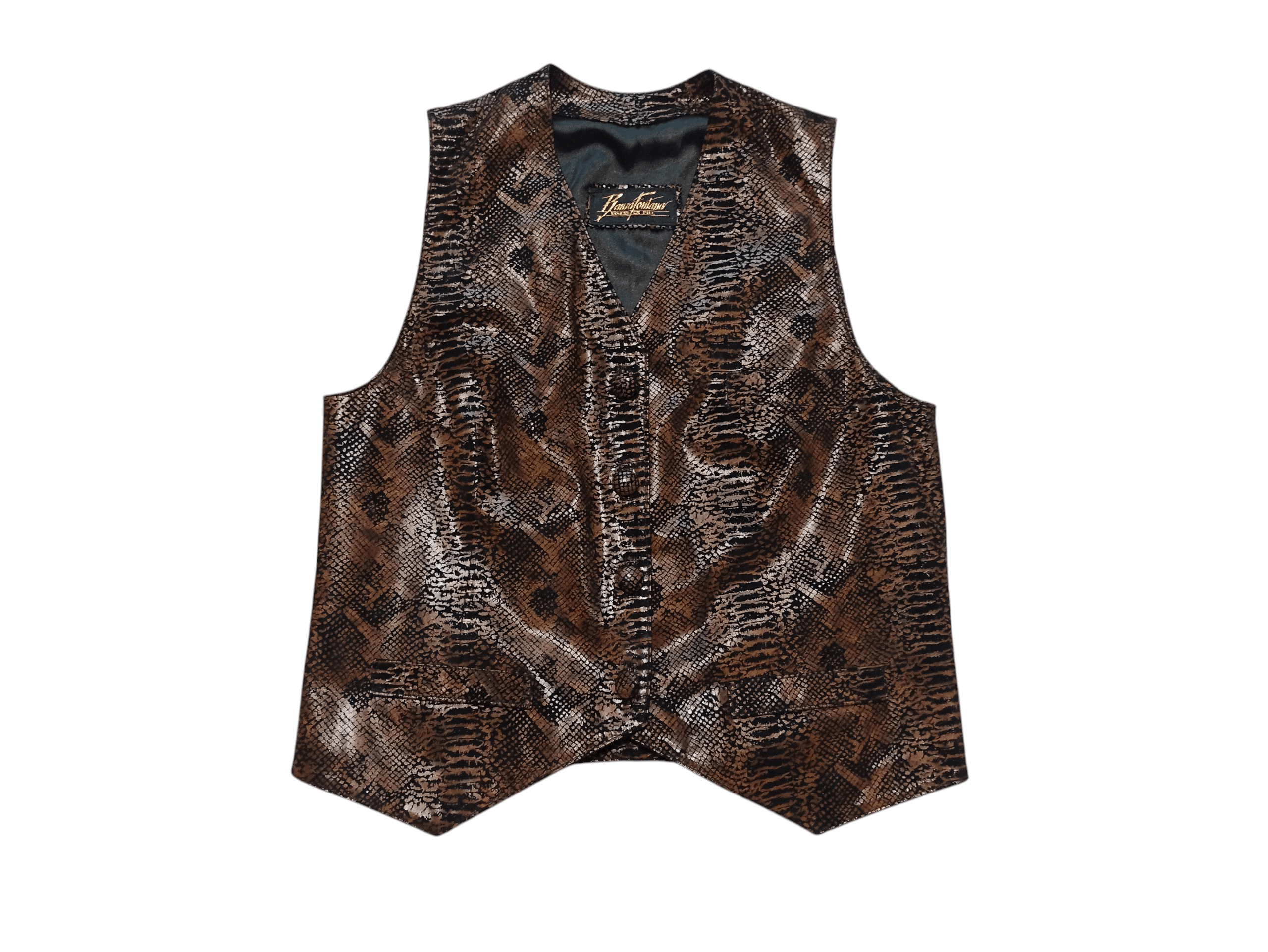 Designer Rare Bauza Fontana Snake Print Leather Vest Skirt Set Size 34" / US 12 / IT 48 - 4 Thumbnail