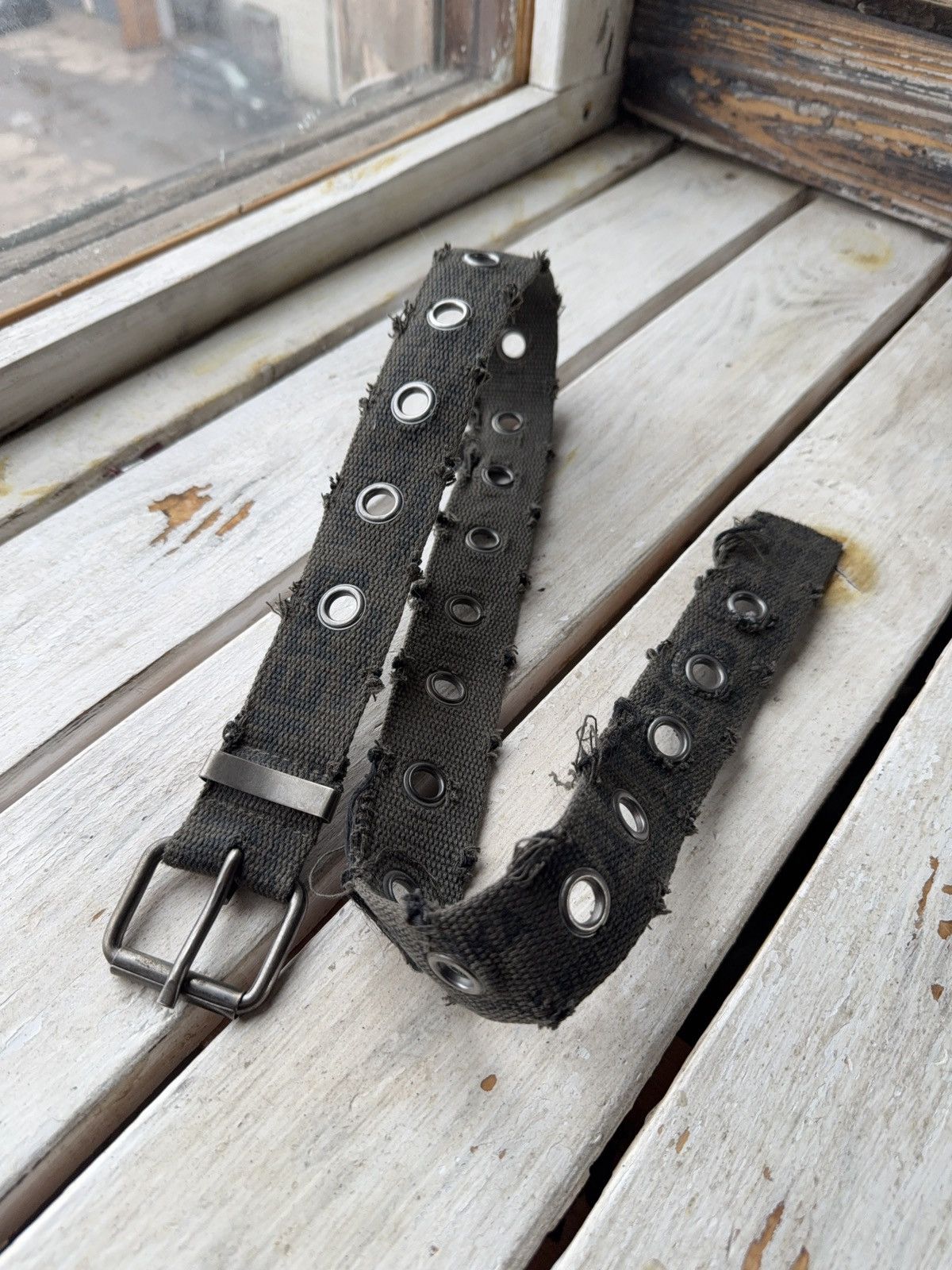 Japanese Brand Vintage Y2K 00s Punk Grunge Grommet Cotton Belt Distressed Size ONE SIZE - 2 Thumbnail