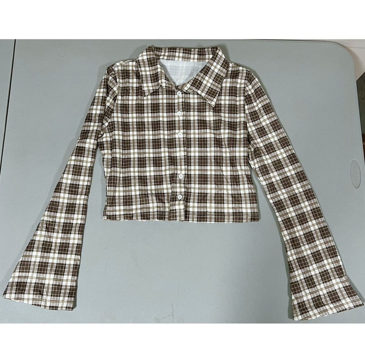 Vintage Plaid Collared Button-Down Long Sleeve Shirt Blouse Size M ✨ Size M / US 6-8 / IT 42-44 - 2 Thumbnail