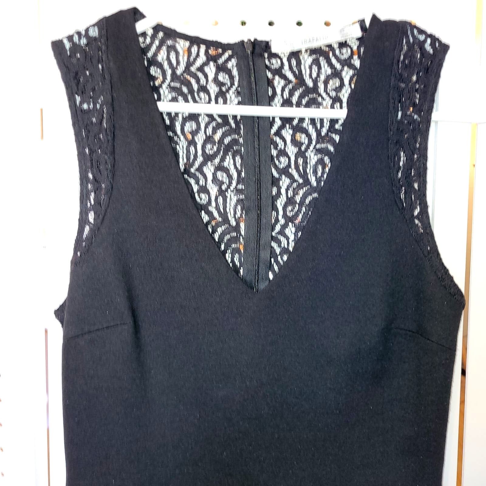 Zara TRAFALUC Zara Women's Dress Medium Black Mini Bodycon Lace. Size M / US 6-8 / IT 42-44 - 6 Thumbnail