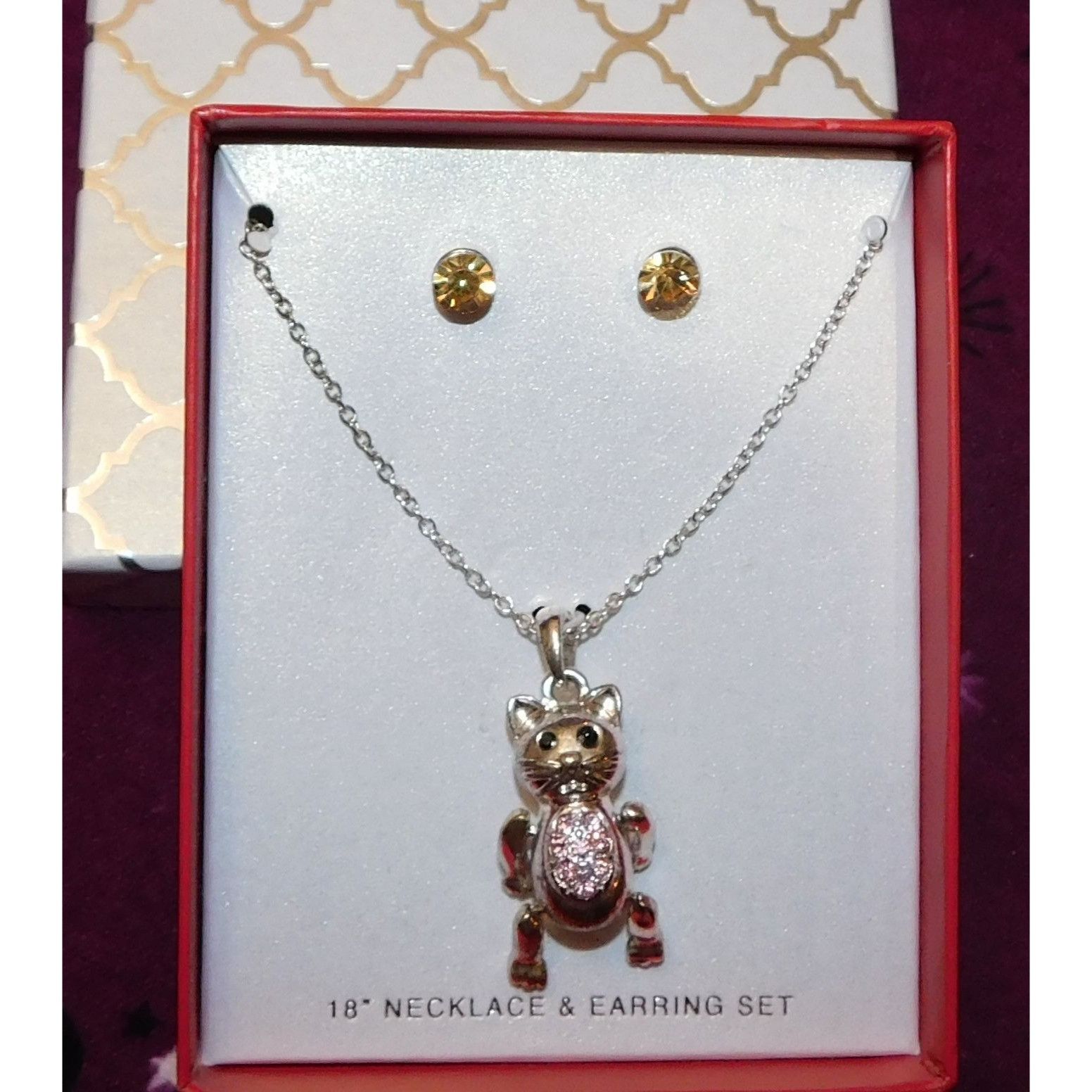 Other Articulated Cat Necklace And Earring Set Size ONE SIZE - 1 Thumbnail