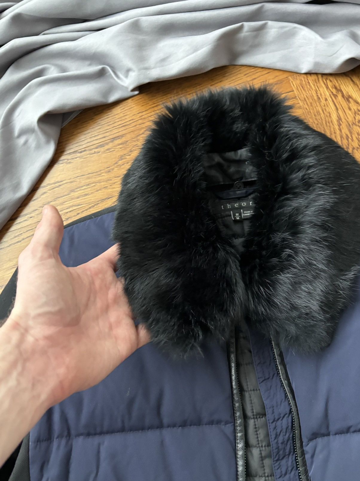 Theory Theory Rabbit Fur Trim Collar Winter Jacket Lambskin Bomber Size M / US 6-8 / IT 42-44 - 5 Thumbnail