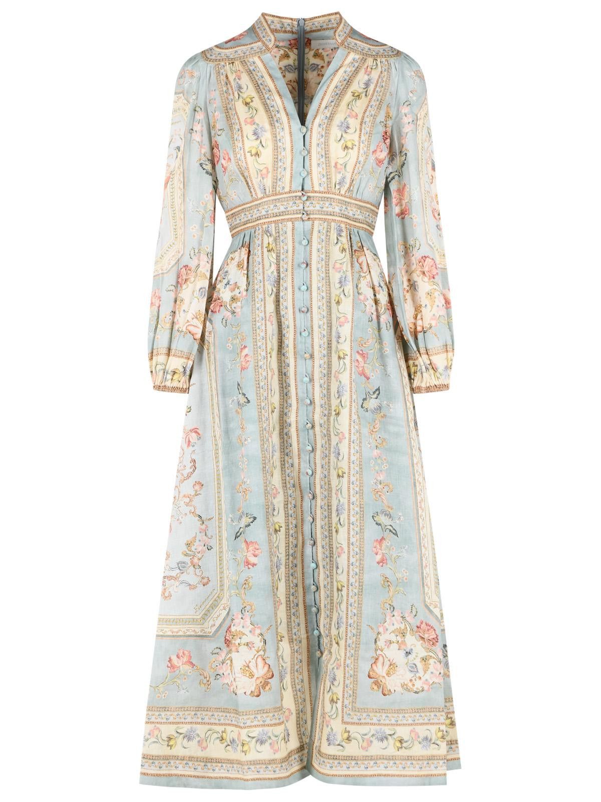 Zimmermann 'roselight' Light Blue Linen Midi Dress, Women's