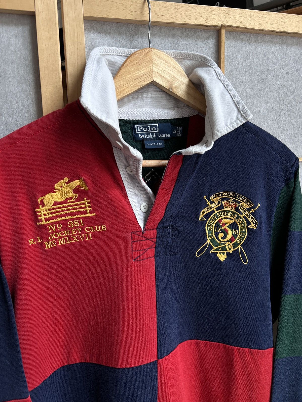 VTG Ralph Lauren Rugby Polo Shirt Boys Large Red White Blue