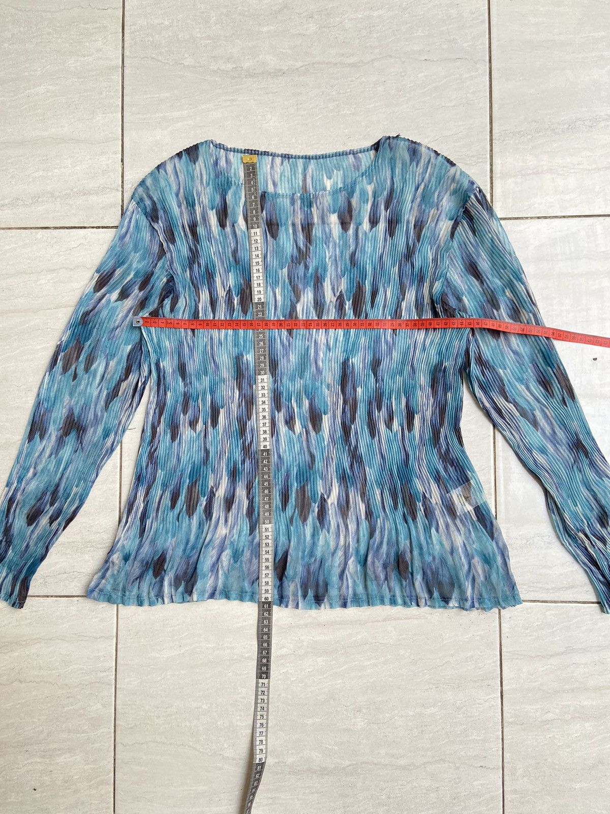 Designer × Japanese Brand PLEATSME Blue Pleats Long Sleeve T-shirt Size US XS / EU 42 / 0 - 2 Thumbnail