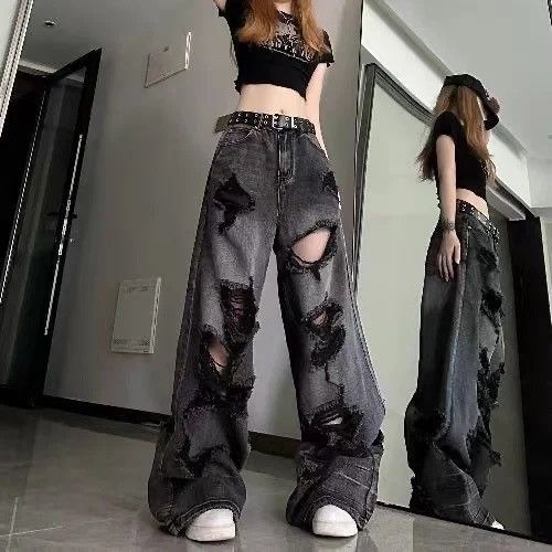 image of Distressed Denim Vintage Denim Pants Ripped Jeans in Vintage Grey, Women's (Size 25)