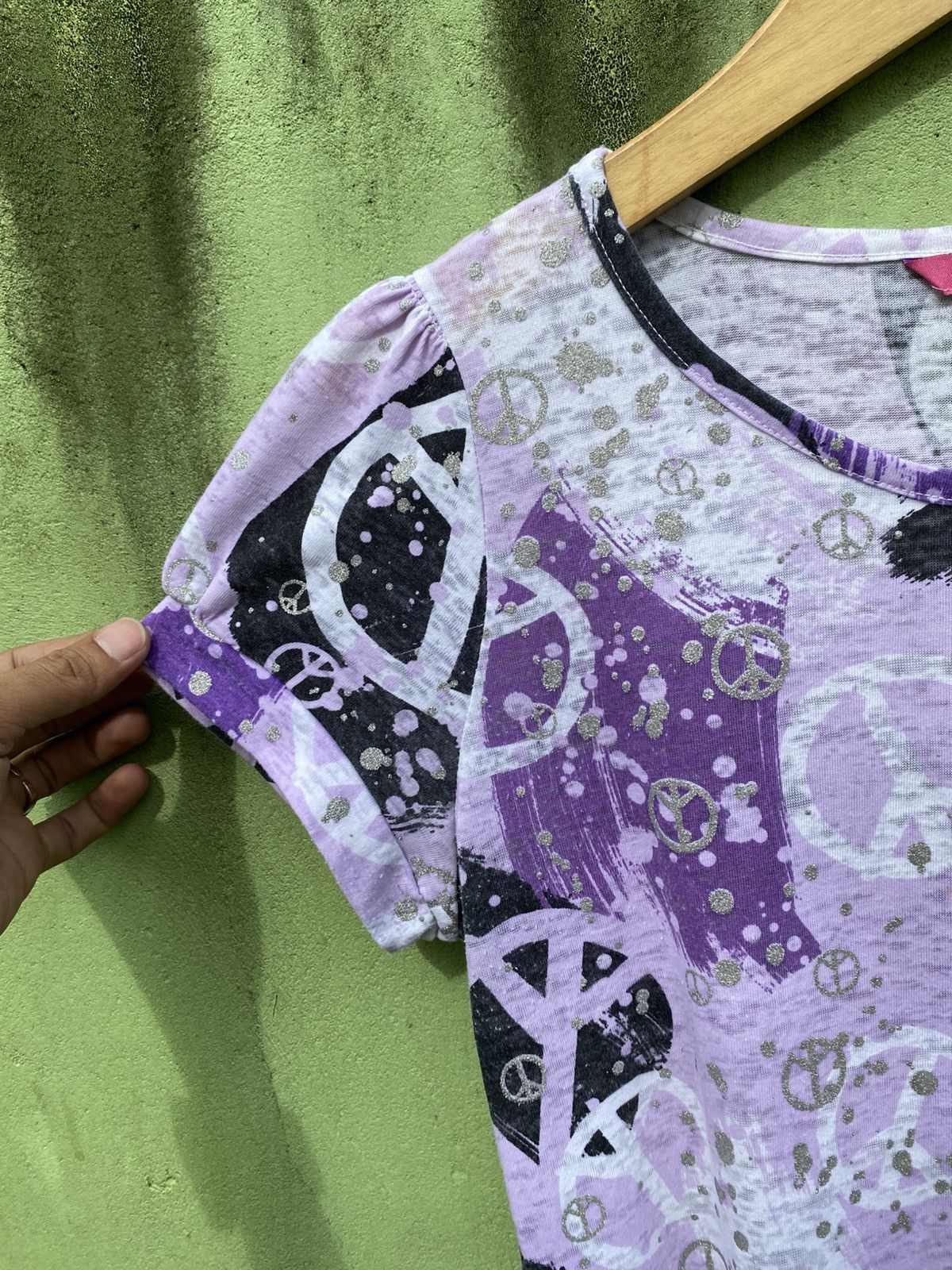 Japanese Brand Selly’s Vintage Purple Peace Tee Dress Y2K Grunge Aesthetic Size M / US 6-8 / IT 42-44 - 4 Thumbnail