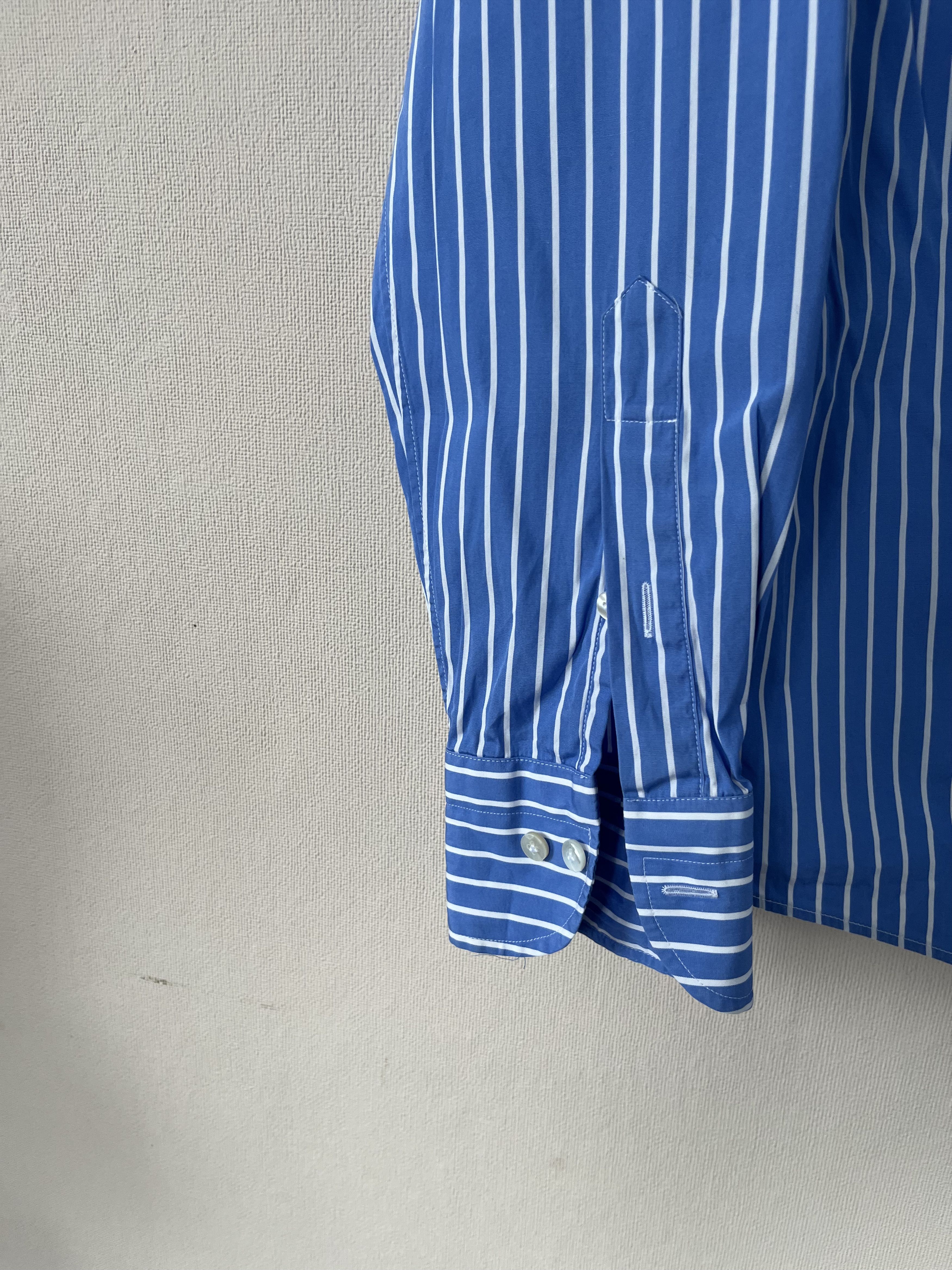 Suitsupply Suitsupply Blue Striped Egyptian Cotton Tuxedo Shirt Size US M / EU 48-50 / 2 - 2 Thumbnail