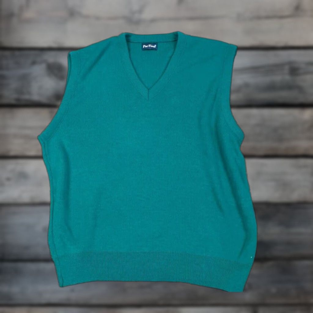 Vintage VTG Par Four Sweater Vest Shirt Adults XL Green V-Neck Knit Lightweight Preppy Casual 80s 90s Retro Dad Hipster Vintage Mens Size US XL / EU 56 / 4 - 1 Thumbnail