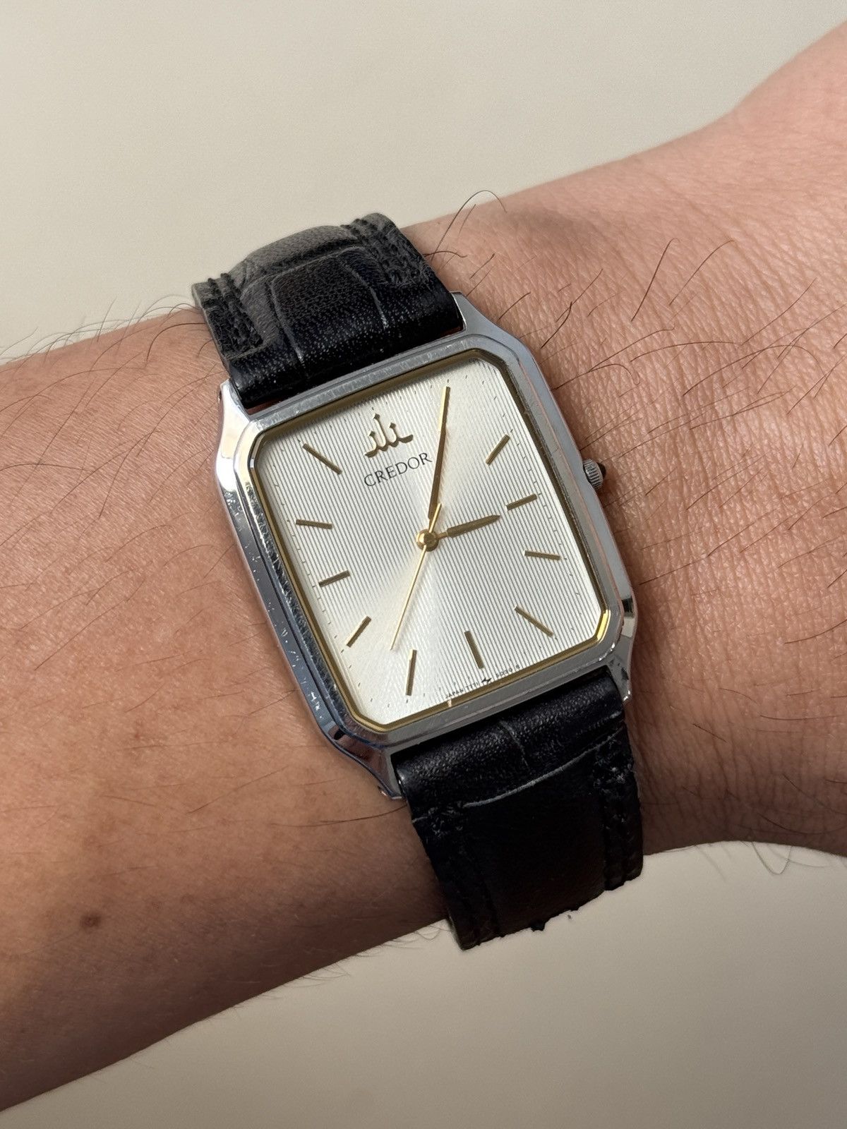 VINTAGE SEIKO CREDOR TANK SQUARE TWO TONE DRESS WATCH JDM