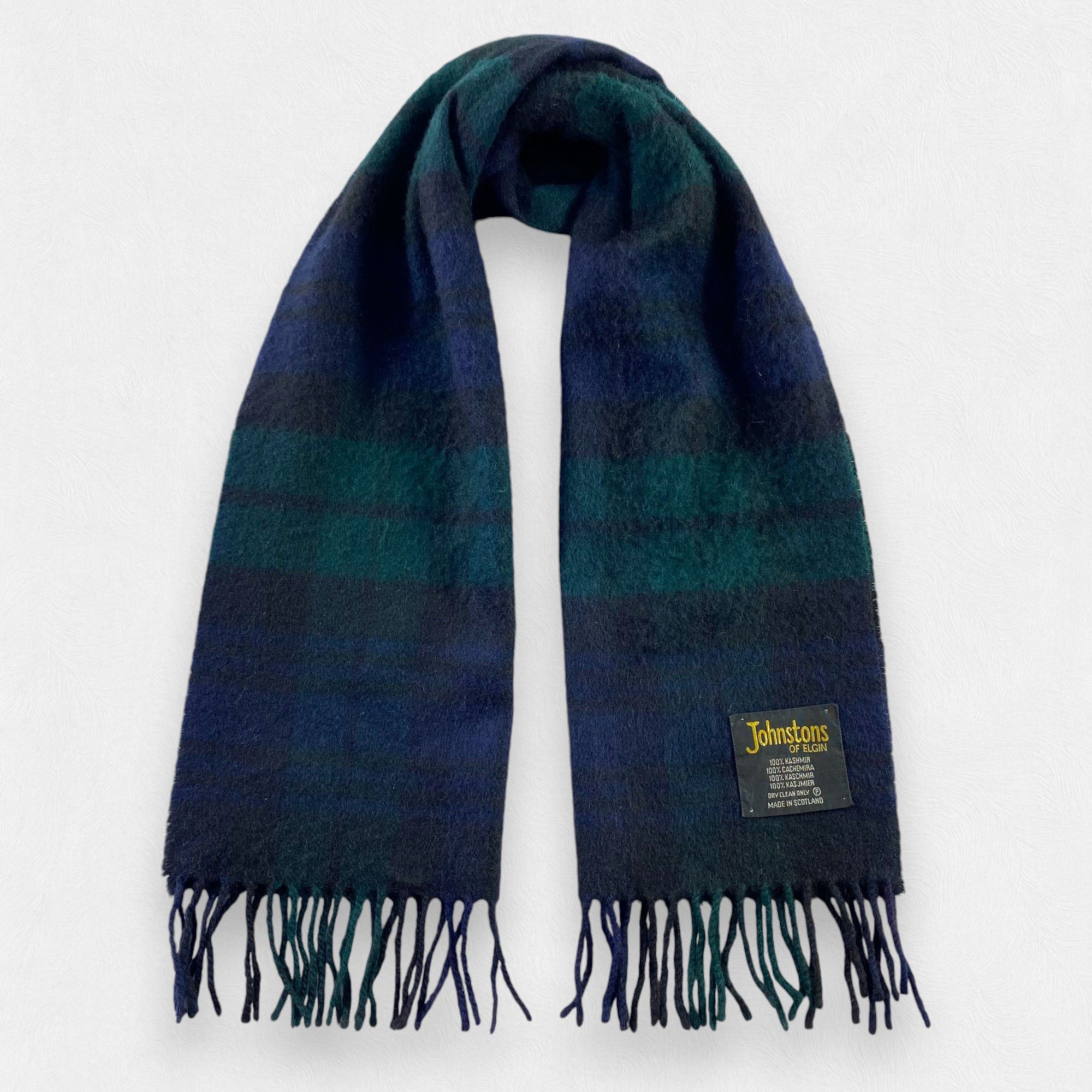 ●Johnstons of Elgin カシミヤ100% BLUE MACKAY ジョンストンズオブエルガン ストール チェック カシミヤ100
