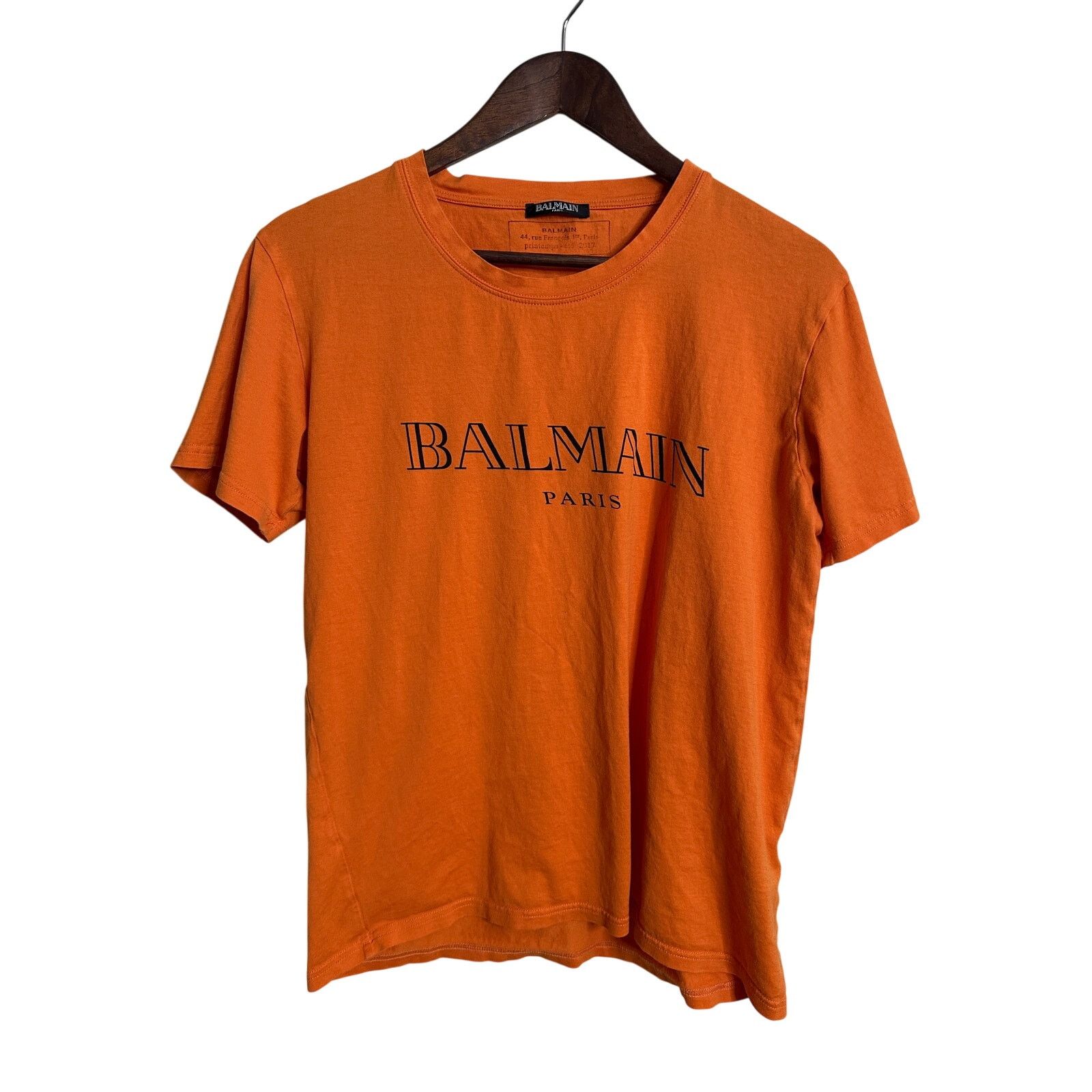 Balmain Balmain Paris ORange Cotton Logo T-shirt Mens Medium Size US M / EU 48-50 / 2 - 1 Thumbnail