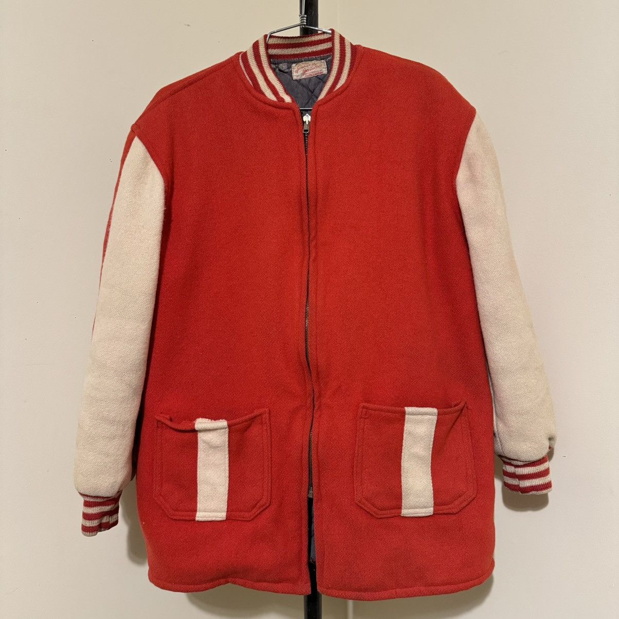 image of Collegiate x Vintage 60S Sportswear Specialties Distressed Wool Bomber in Red, Men's (Size Large)