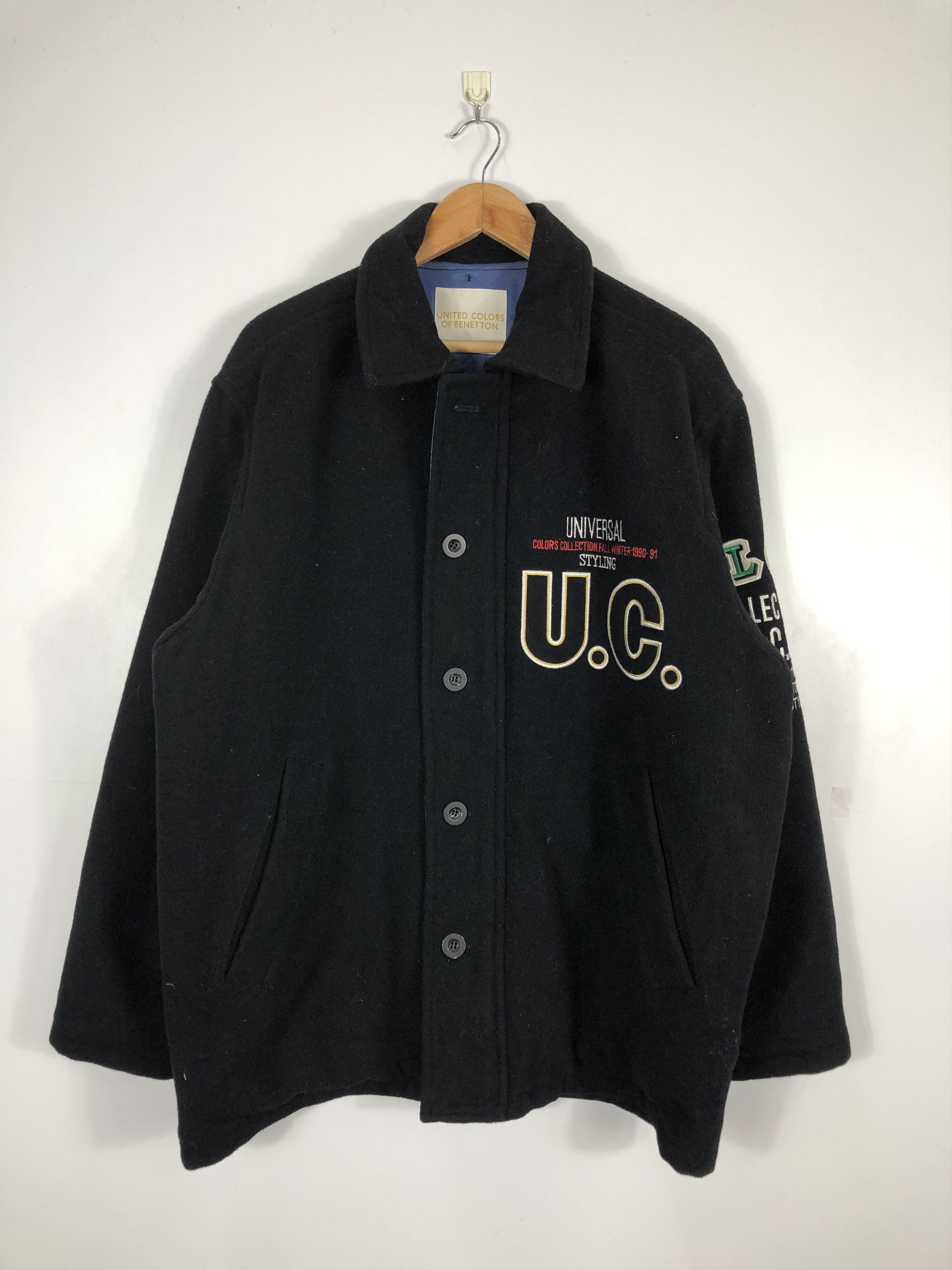 90s United Colors Of Benetton Wool Jacket Embroidered J0462