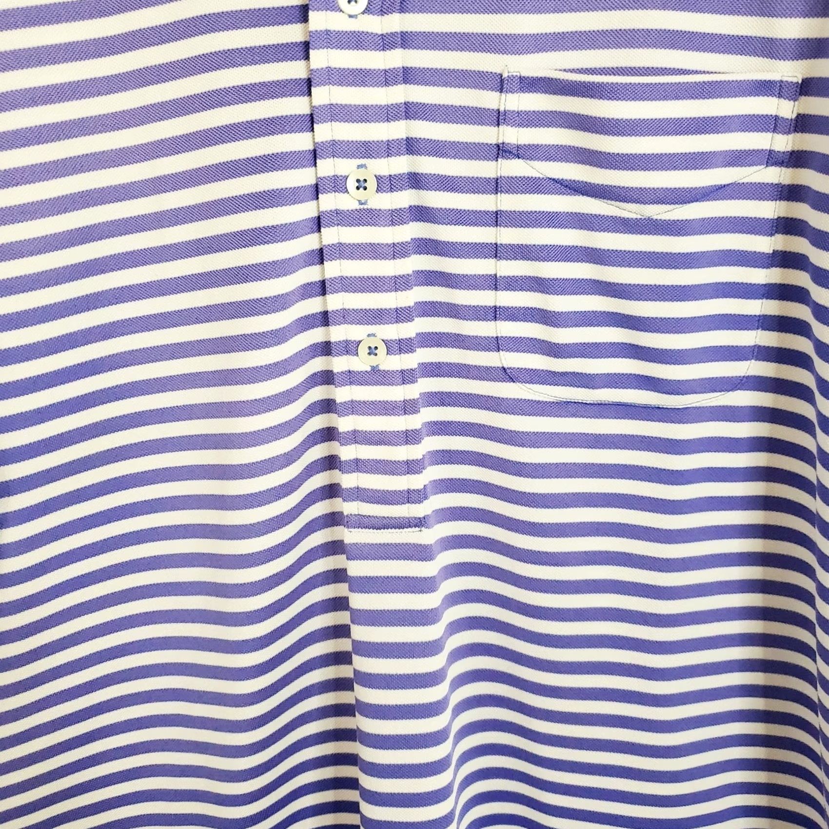 Vintage Donald Ross Polo Shirt Men's L Purple White Striped Golf Outdoor Casual Size US L / EU 52-54 / 3 - 7 Thumbnail
