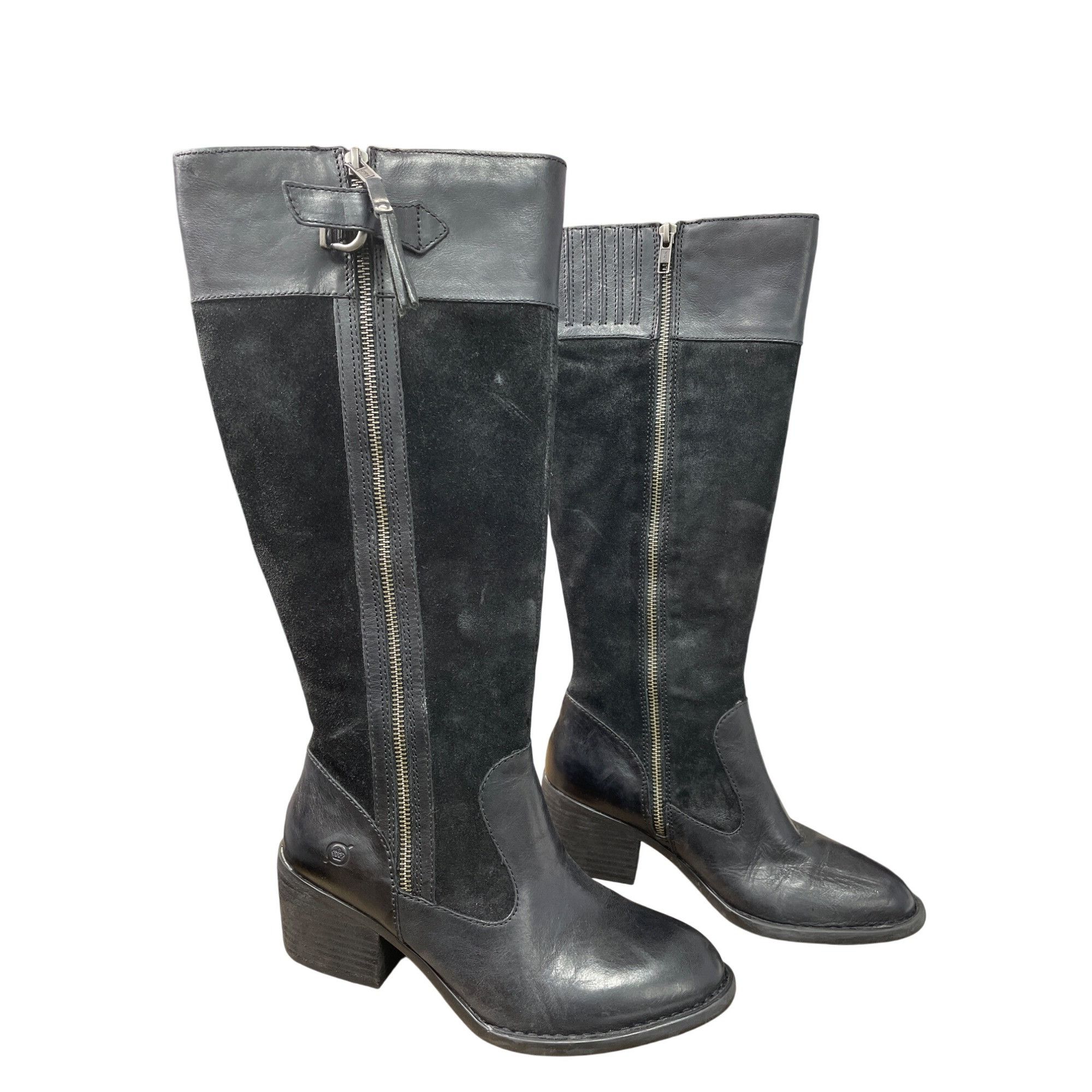 Born Born Womens Black Leather Suede Knee High Boots Size 7M SKU Size US 7 / IT 37 - 4 Thumbnail