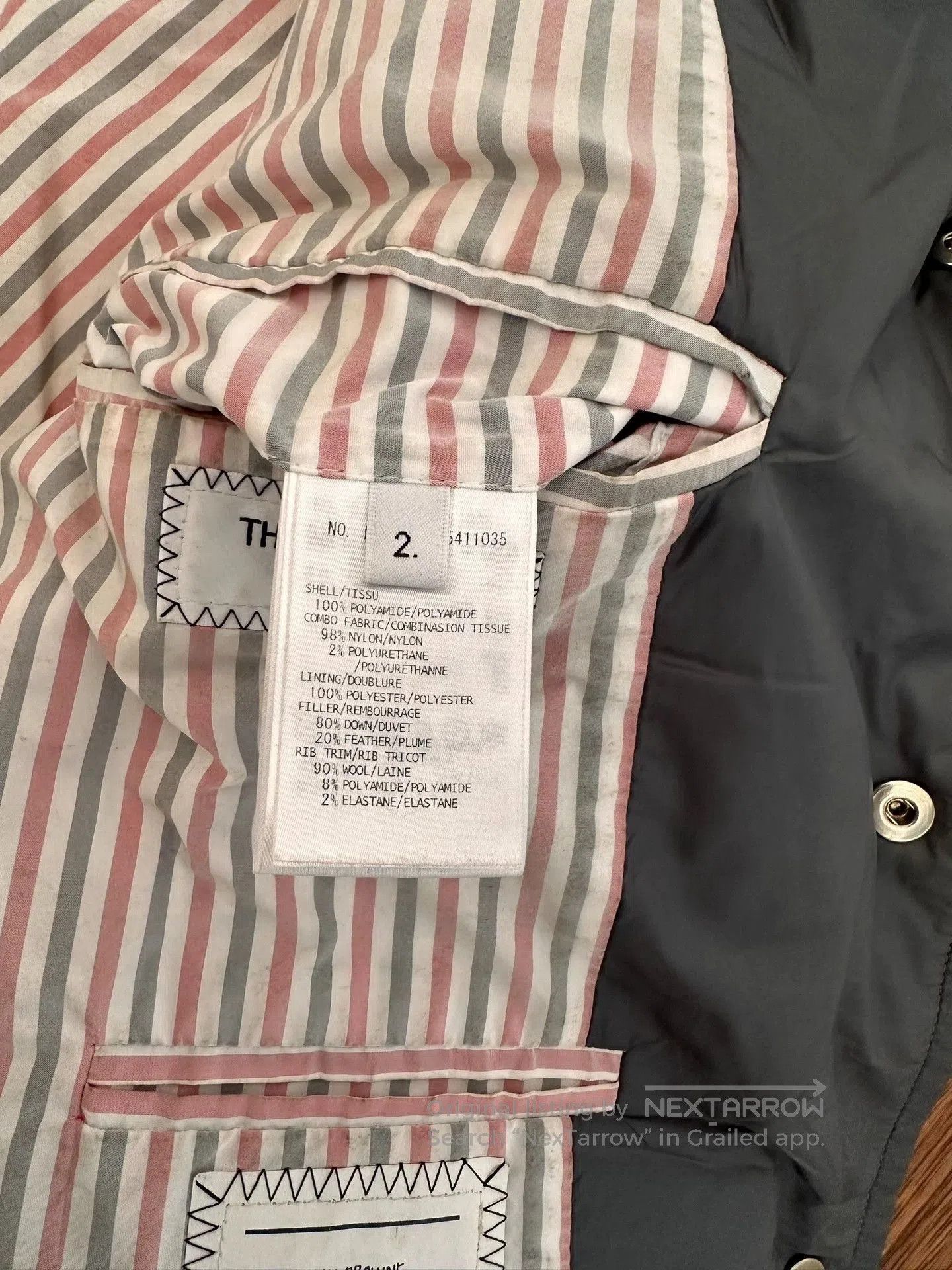 Thom Browne THOM BROWNE 4-Stripe Nylon Down Jacket. Size US M / EU 48-50 / 2 - 6 Thumbnail