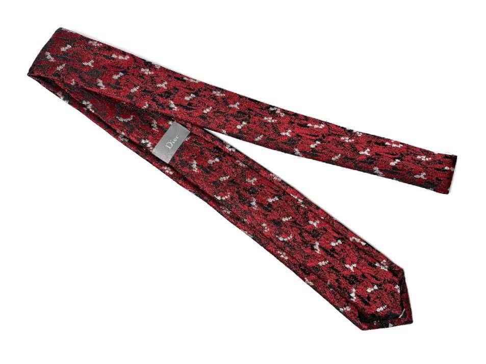 Dior Dior Homme 17SS Black & Red Painted Lily Tie Size ONE SIZE - 2 Thumbnail